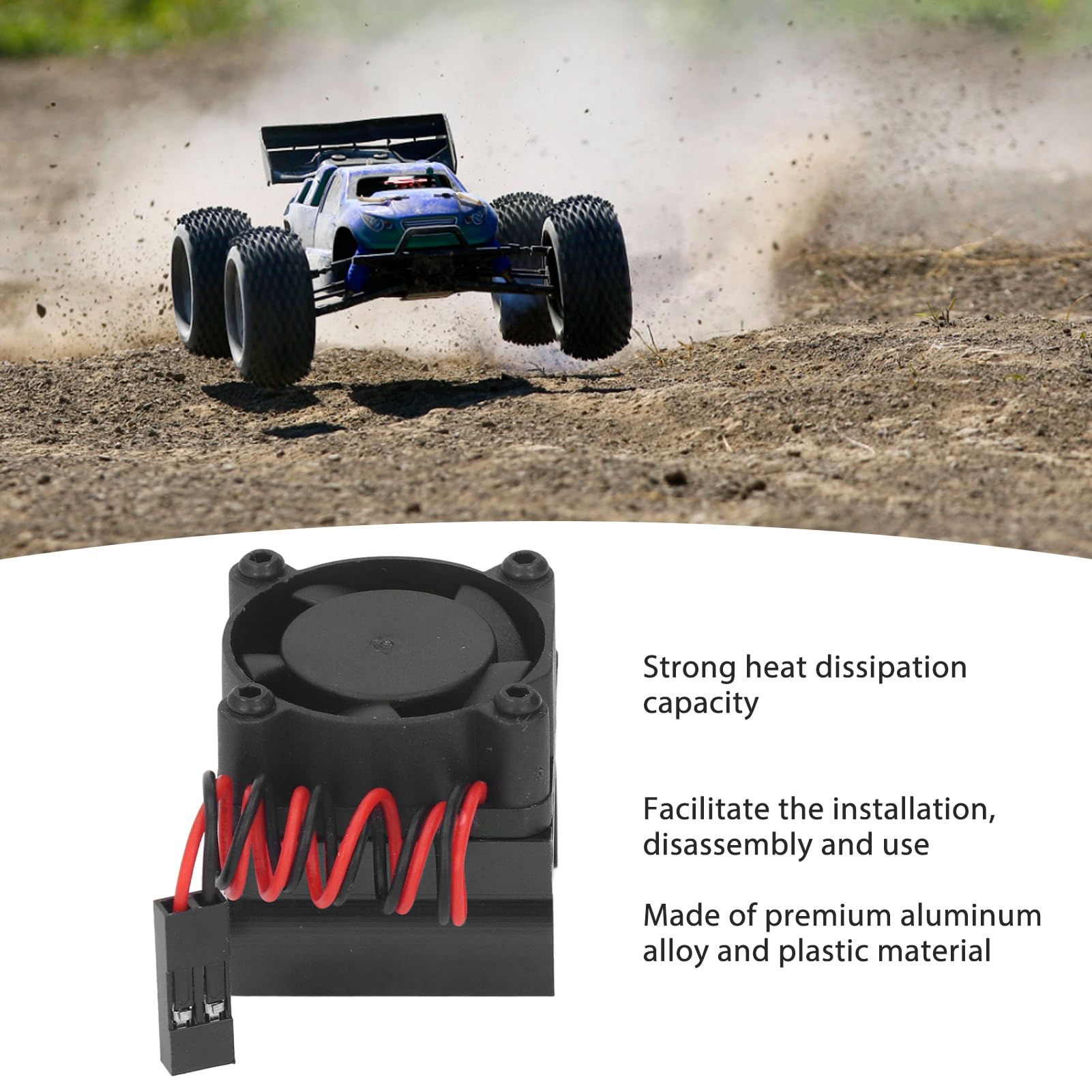 High-Performance RC Motor Cooling Fan & Heatsink for Traxxas 1/18 Scale Remote Control Cars - Black Aluminum Alloy Accessory | Perfect for Off-Road Racing, Crawling & High-Speed Drifting