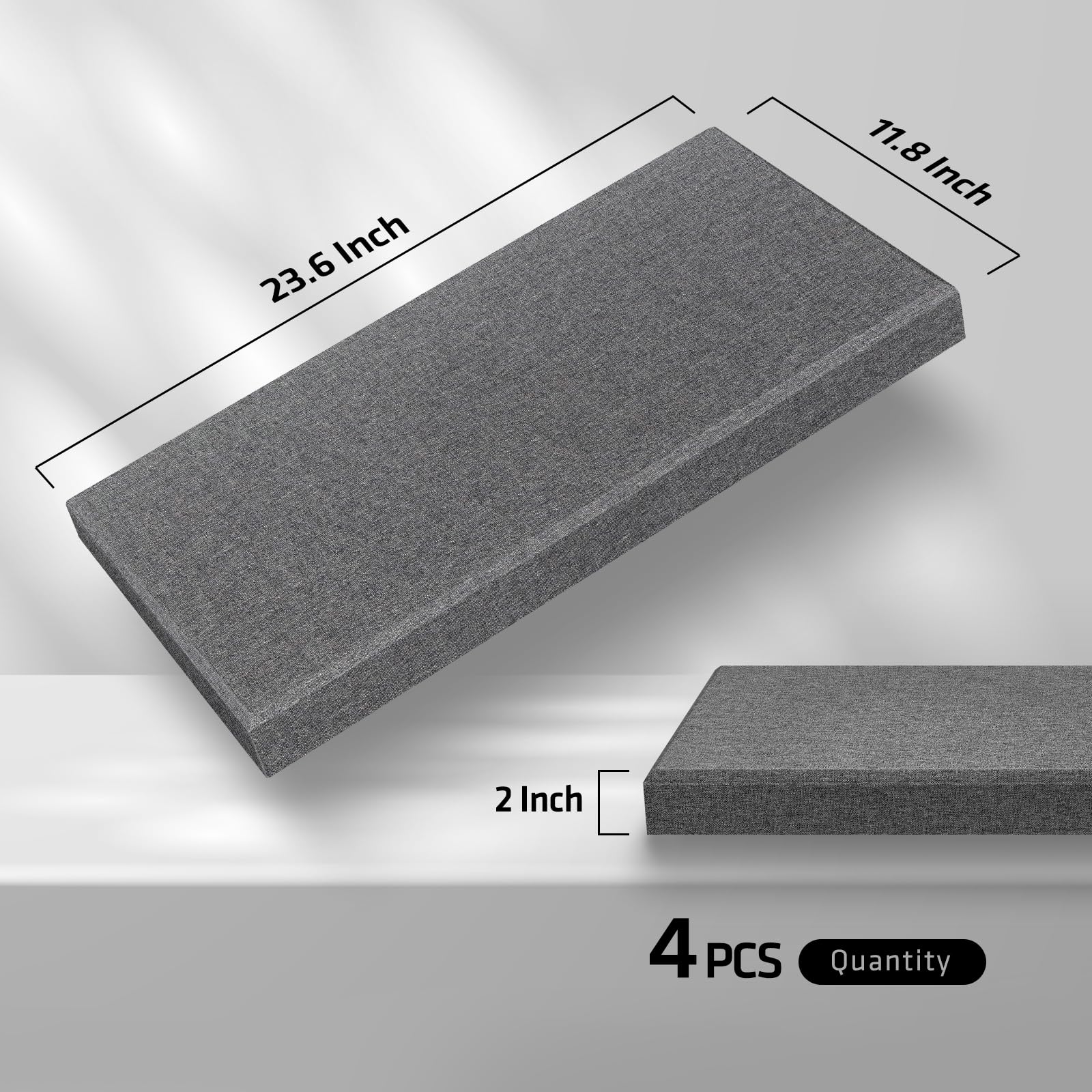UMIACOUSTICS 4 Pack Acoustic Panels - Fiberglass Soundproof Wall Panels with Self-Adhesive Backing for Noise Reduction in Home Studio, Office & Theater (Heather Gray) | Perfect for Podcasting, Music Recording & Home Theater Sound Treatment