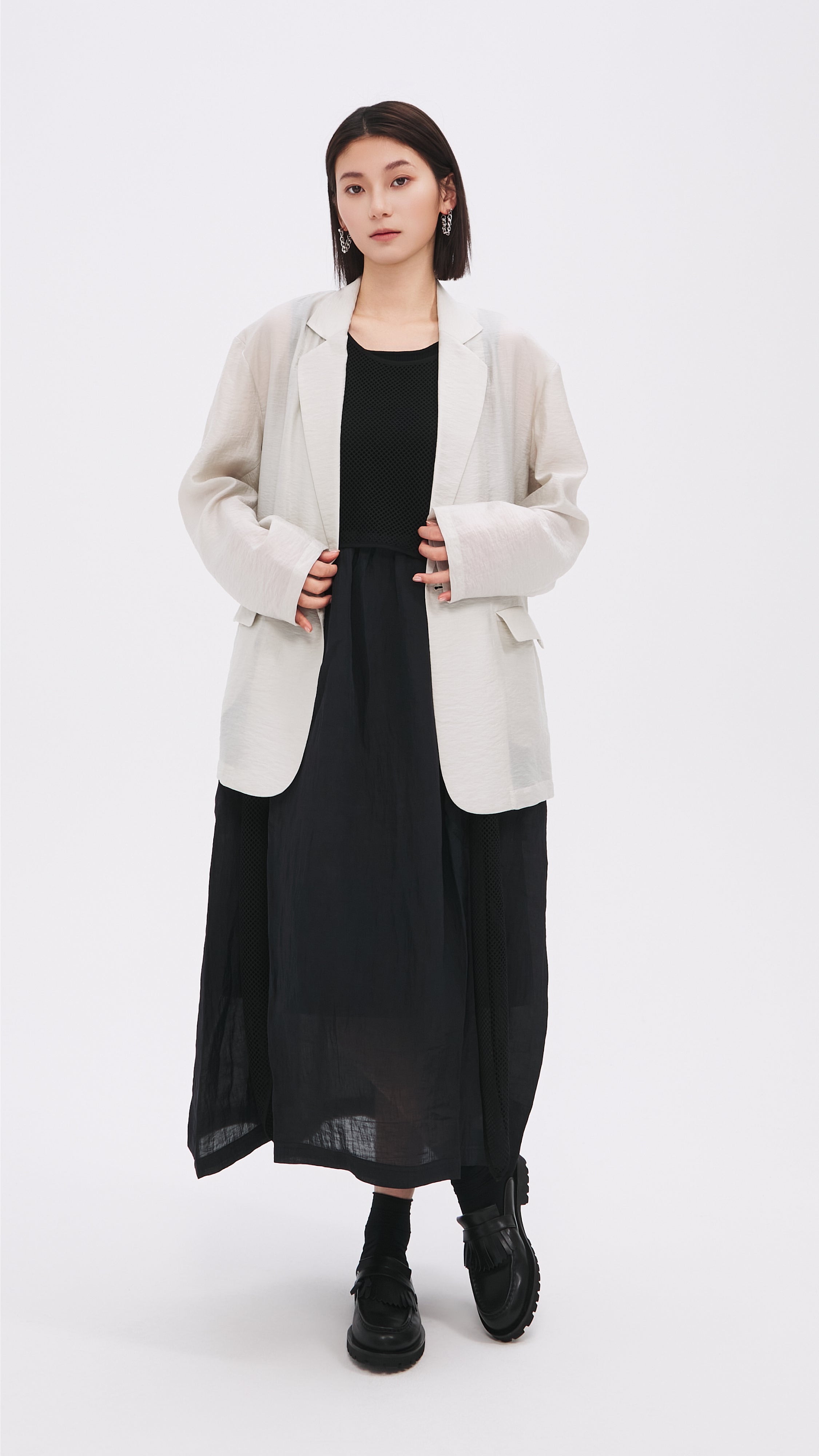 Women's Lightweight Sheer Blazer Jacket - Elegant Open Knit Office Wear for Business & Casual Outfits | Perfect for Work, Parties & Special Occasions