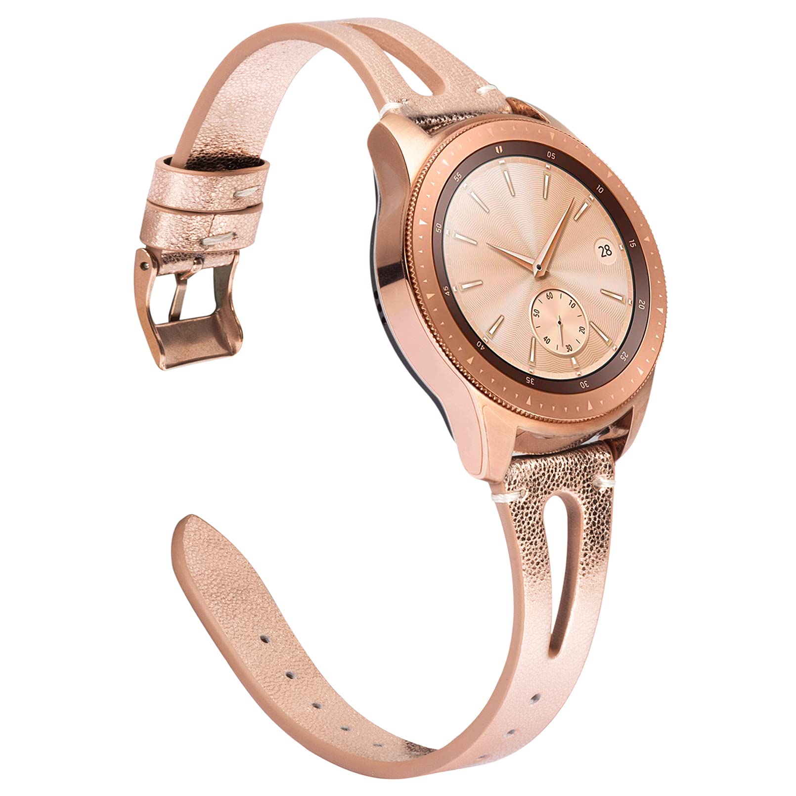 Premium 20mm Leather Watch Band Compatible with Samsung Galaxy Watch 7/6/5/4/3 & Garmin Vivoactive 3 - Soft Genuine Leather Strap for Men & Women - Perfect for Business, Casual Wear & Outdoor Activities