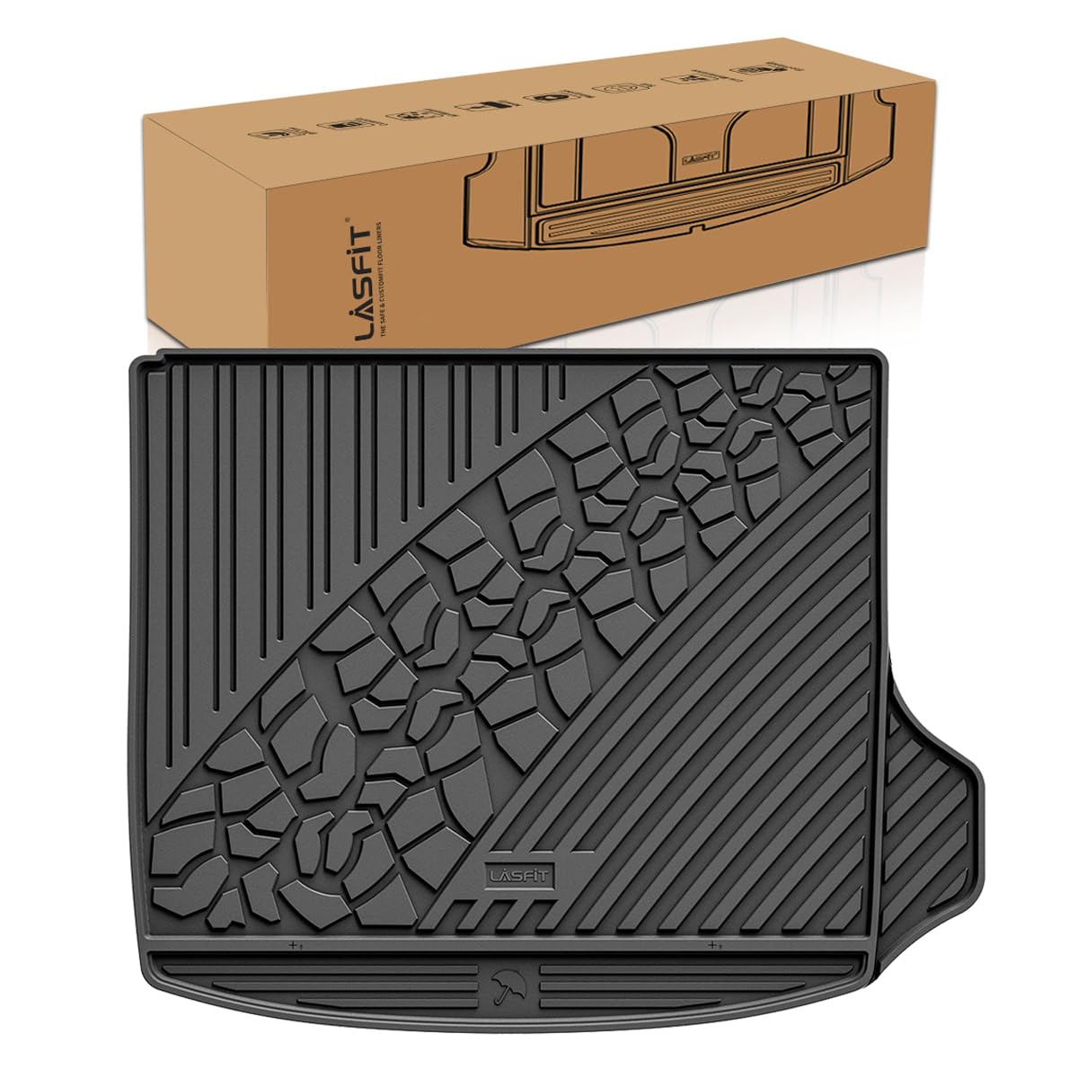 LASFIT Custom Fit All-Weather TPE Trunk Liner Cargo Mat for Jeep Grand Cherokee 2022-2025 (5-Seat, Includes 4xe Models, Excludes L) - Durable Black Interior Protection for SUVs - Perfect for Road Trips, Grocery Hauling & Outdoor Adventures