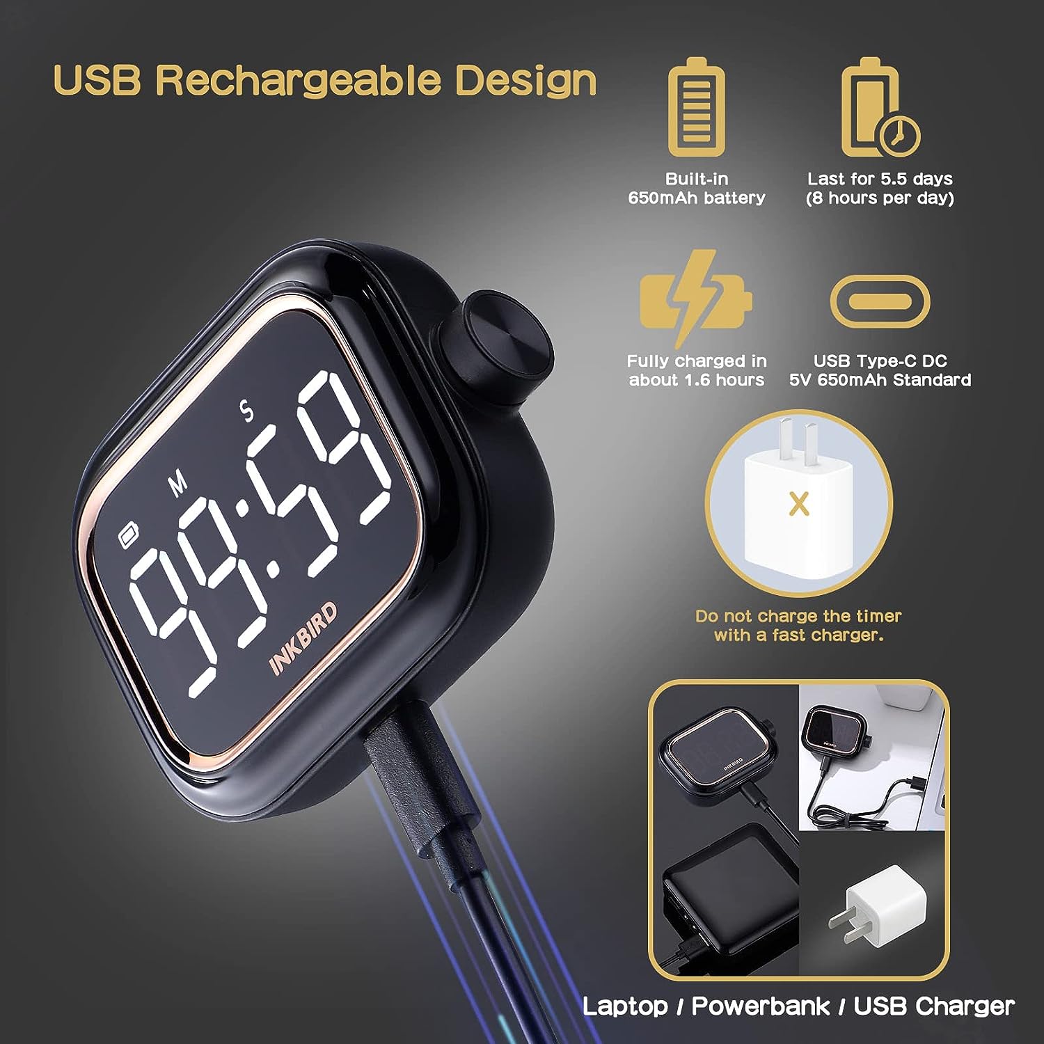 Digital Kitchen Timer IDT 02 - Countdown & Alarm Cooking Timer for Baking, Grilling, and Meal Prep - Perfect for Home Chefs & Professional Kitchens