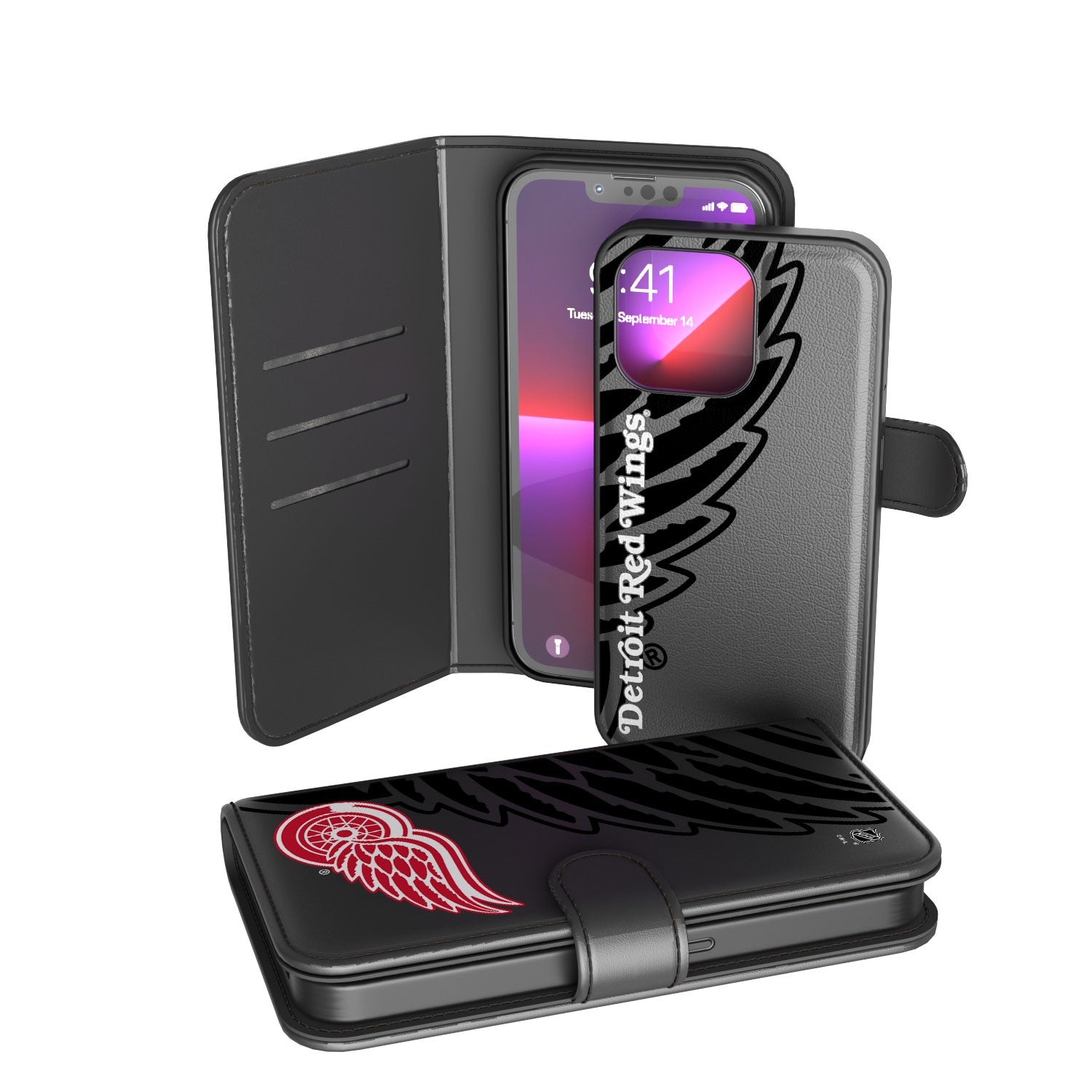 Detroit Red Wings Tilt Wallet Phone Case for iPhone & Samsung - Slim RFID Blocking Credit Card Holder with Kickstand - Perfect for Hockey Fans & Game Day Accessories