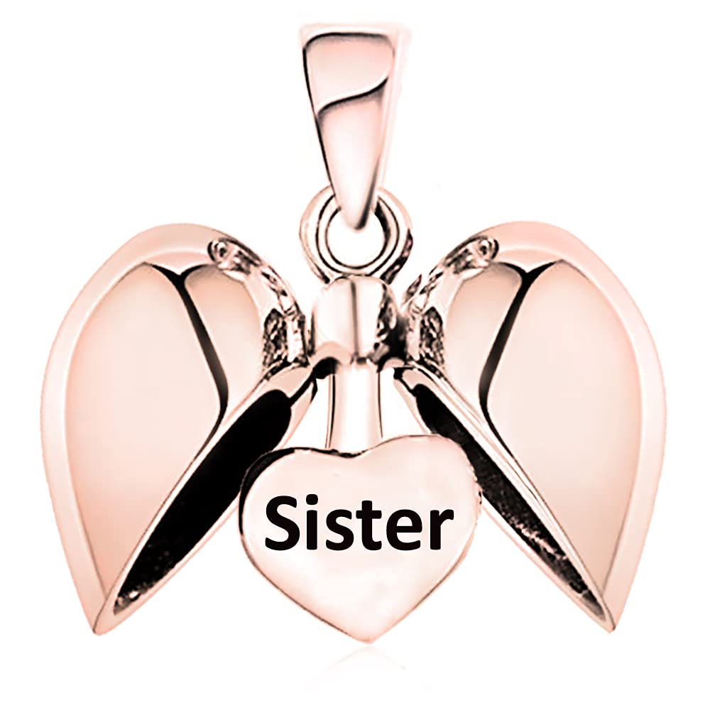 Rose Gold Sister Love Heart Charm Necklace - Elegant Gift Boxed for Birthdays, Anniversaries & Special Occasions
