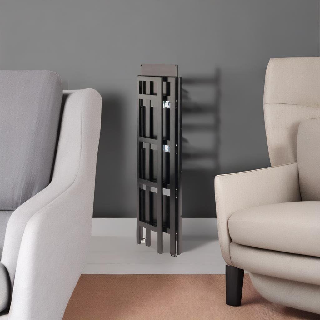 Ergode Terry Folding Bookcase - Black 5-Tier Bookshelf for Home Office, Living Room & Bedroom Storage Organizer