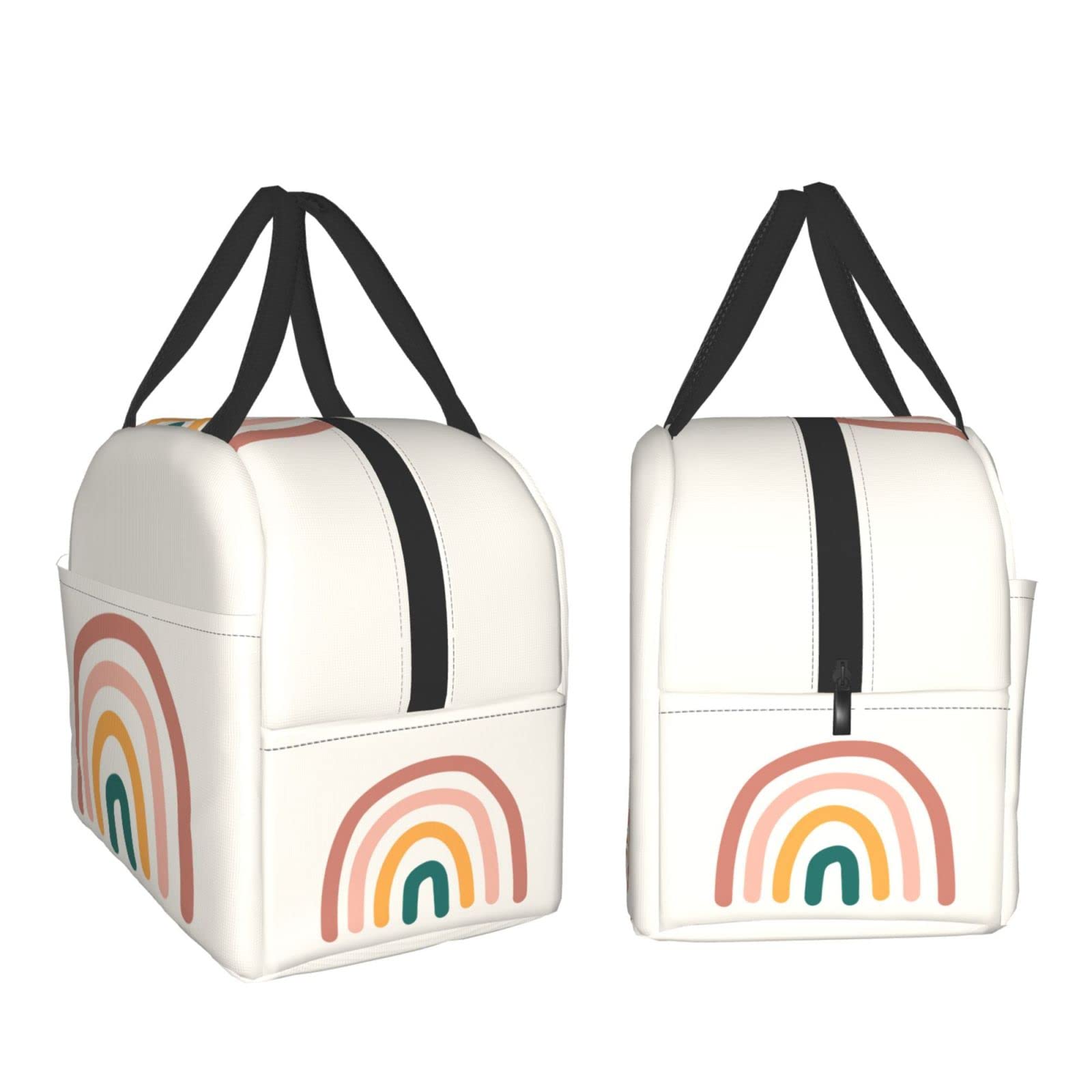 **Eco-Friendly Boho Rainbow Insulated Lunch Box - Reusable Lunch Bag for Women & Men, Perfect for Office, School, Camping, Hiking, Picnic & Beach Travel - Leakproof & Durable Lunch Tote for Work, Outdoor Adventures & Daily Use**