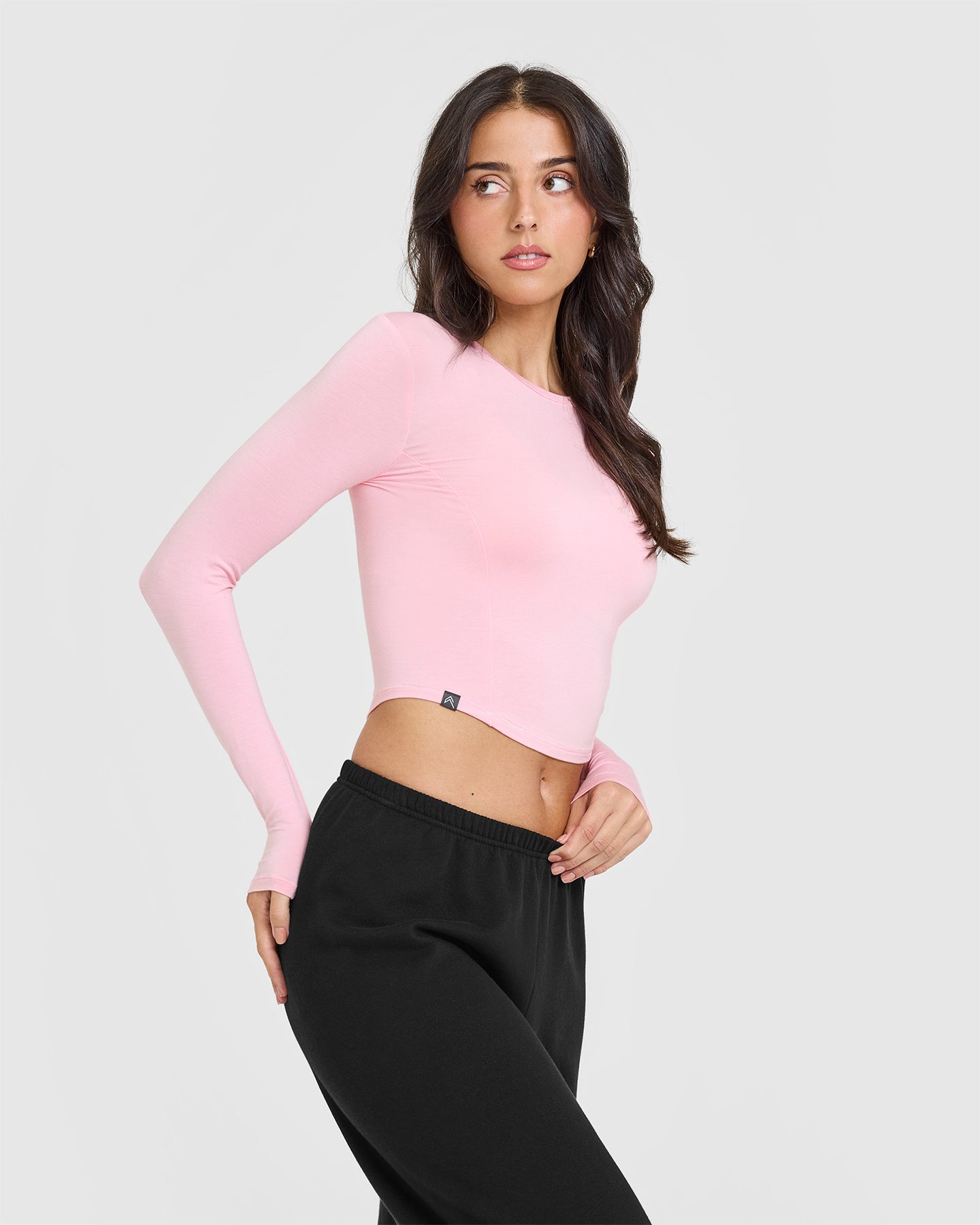 Soft Mellow™ Mid-Long Sleeve Top in Petal Pink | Comfortable Women's Blouse for Work, Casual & Date Nights