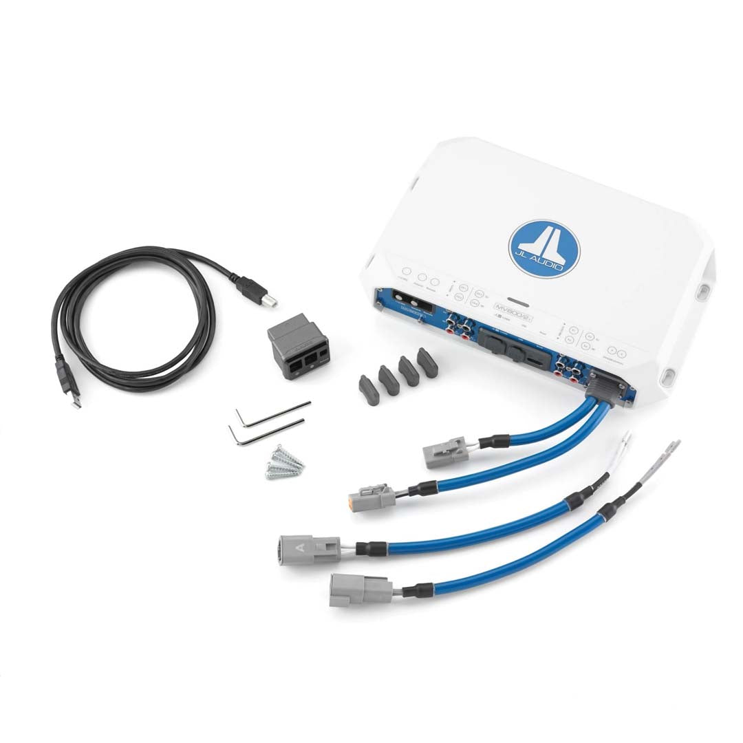 JL Audio MV600/2i MVi Series 600W 2-Channel Marine Amplifier with DSP - Waterproof Boat Audio System for Marine & Off-Road Vehicles