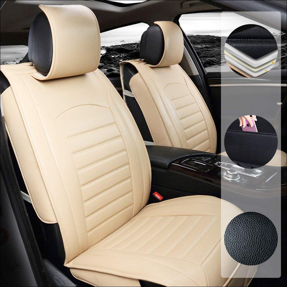 **Premium PU Leather Car Seat Covers for Acura CDX RDX TLX-L ZDX ILX TLX MDX NSX - 5-Seat Full Set (Front + Rear) - Soft, Waterproof, Beige - Perfect for Daily Commute & Road Trips**