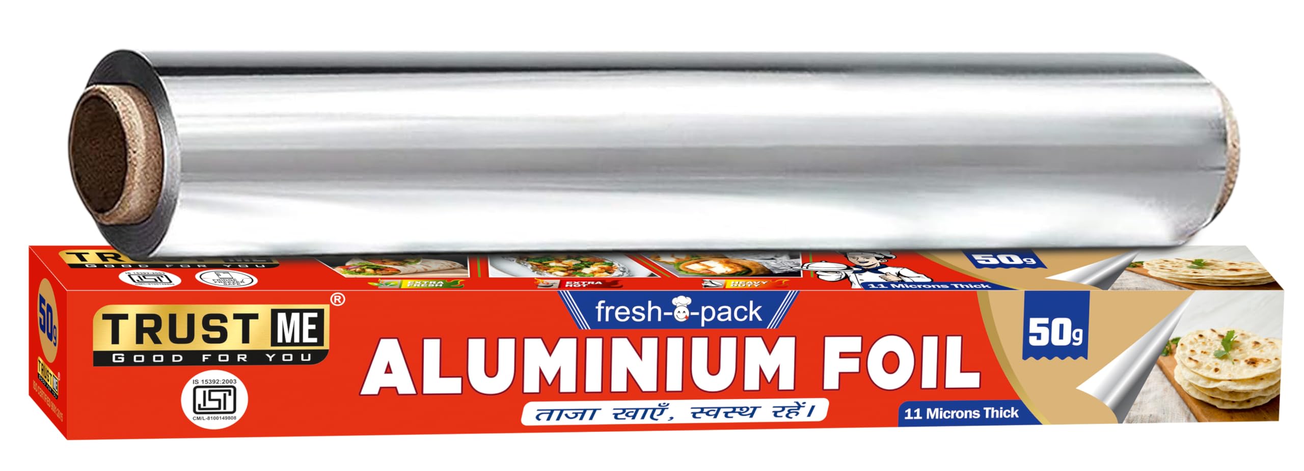 Premium Food Grade Aluminum Foil for Cooking, Baking & Food Storage - 50g 11 Micron Thickness | Keeps Food Fresh, Warm & Hygienic | Ideal for Meal Prep, BBQ, Leftovers & Lunch Box Packing | Pack of 3 Rolls (Red) | Perfect for Home Kitchen, Restaurants & Outdoor Picnics