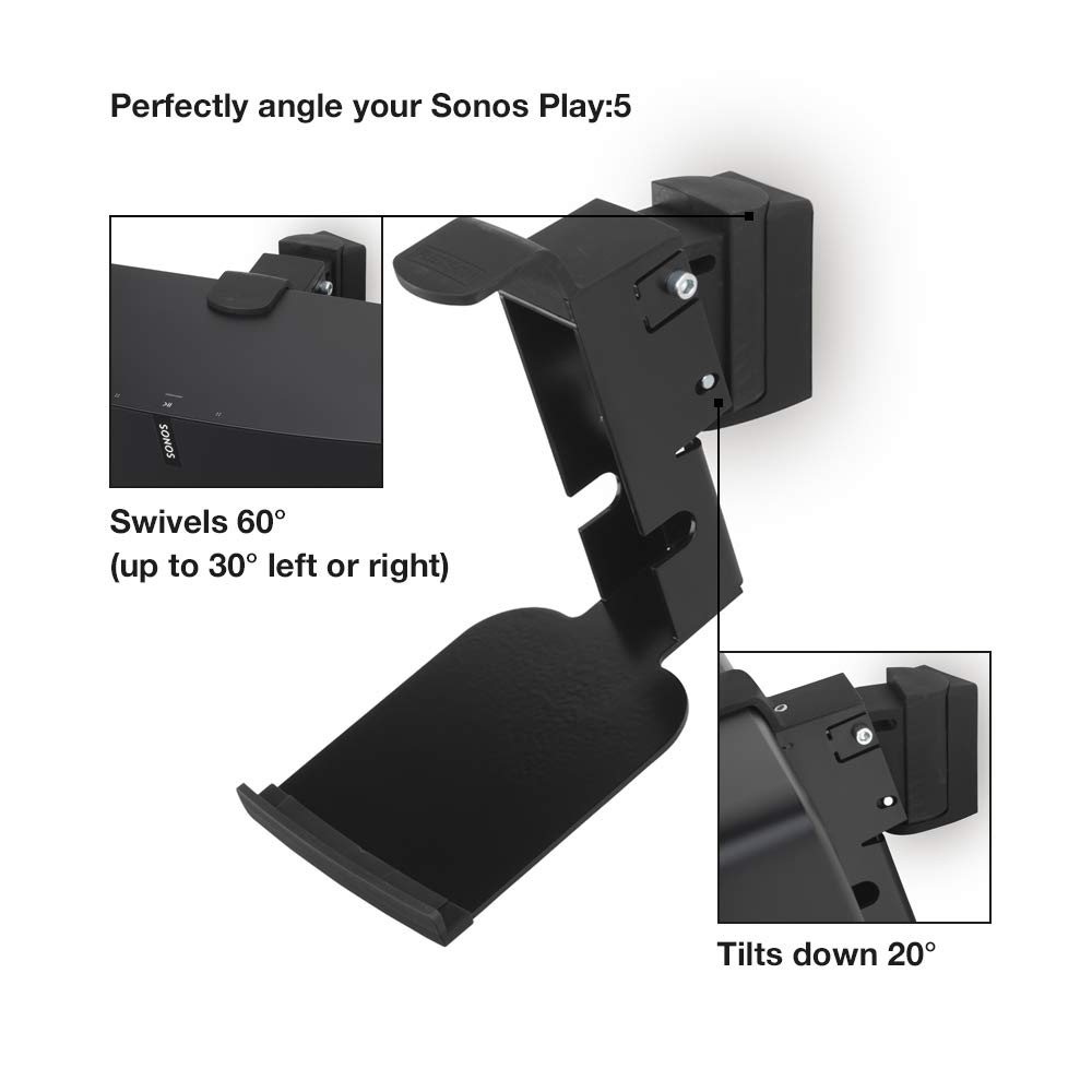Flexson Wall Mount Bracket for Sonos Play:5 Speaker - Secure & Adjustable Installation for Home Theater & Music Rooms
