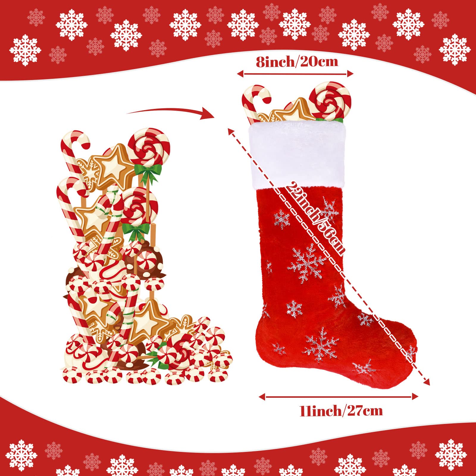Custom Personalized Red Faux Fur Christmas Stocking - Large 22