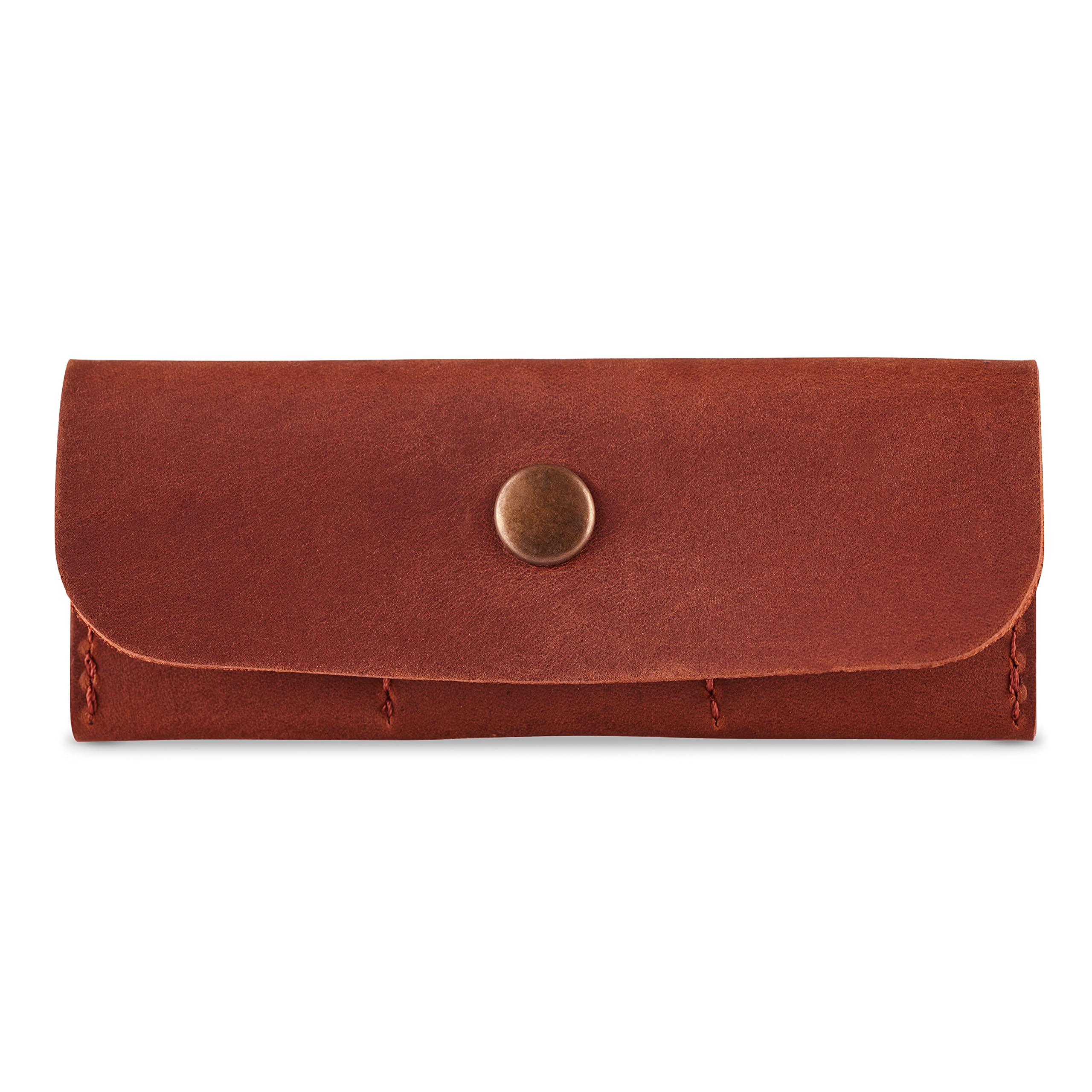 Premium Leather Guitar Pick Holder Case - Durable Plectrum Storage Bag with Secure Cover - Ideal Gift for Guitarists & Musicians (Cognac Brown) - Perfect for Practice, Gigs & Travel Accessories
