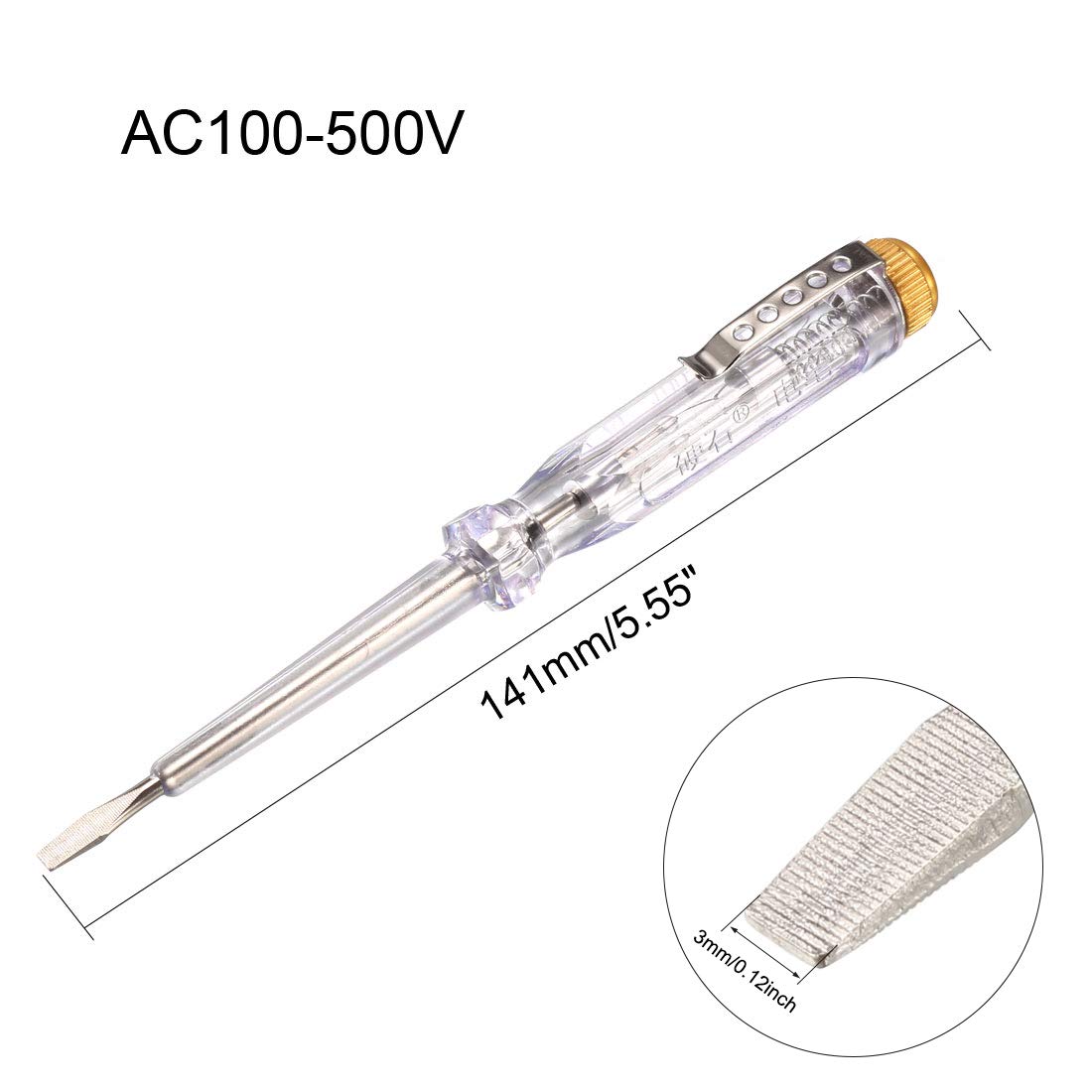 uxcell 100-500V AC Voltage Tester with 3mm Slotted Screwdriver & Clip - Circuit Testing Tool (10-Pack) - Ideal for Electricians, DIY Home Repairs & Electrical Maintenance