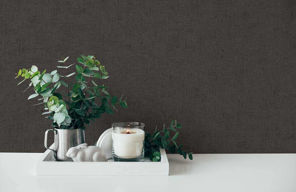 Livingwalls Steno Chocolate Brown Plaster Wallpaper - Self-Adhesive Peel & Stick for Bedroom, Living Room, Office Decor