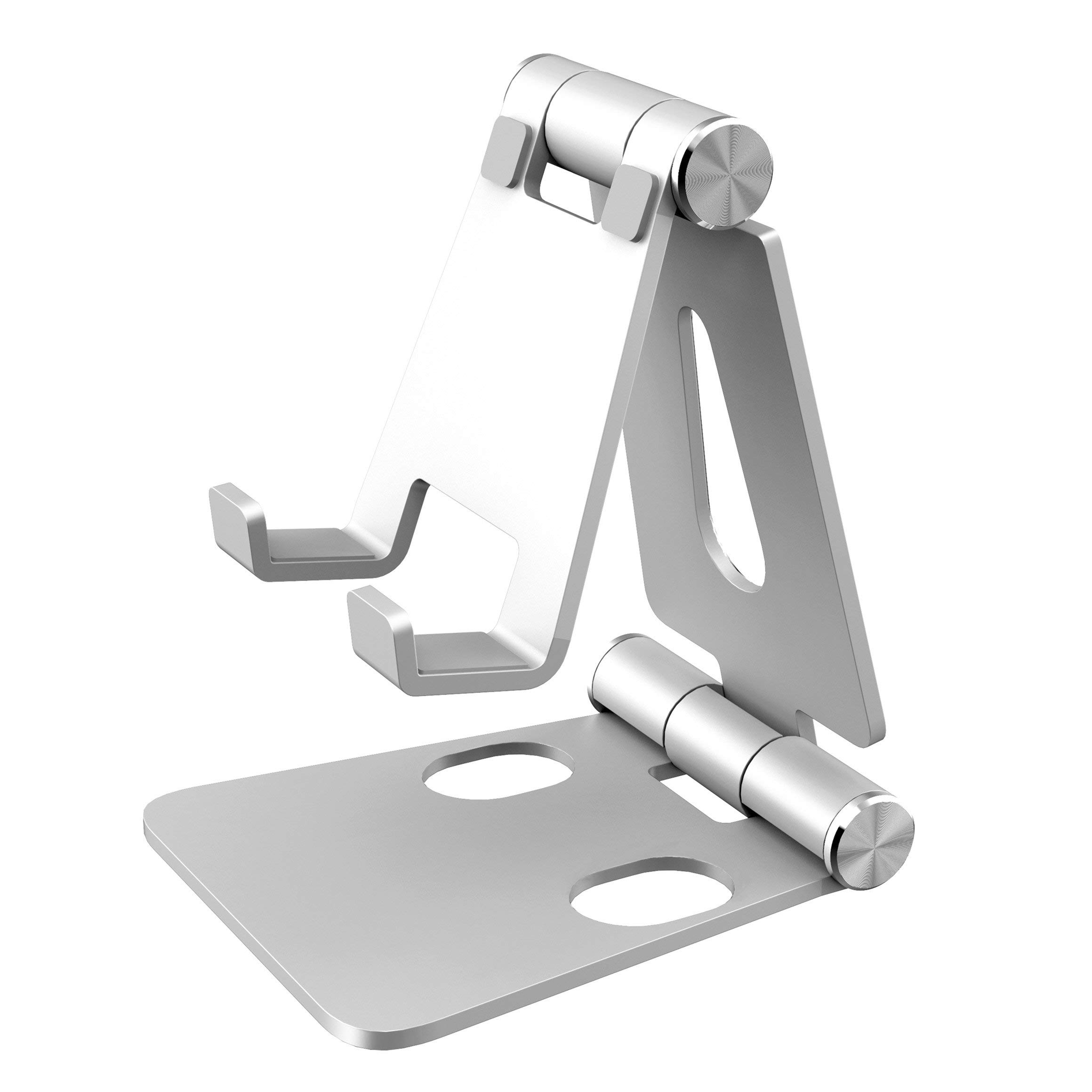 Aduro U-Rise Adjustable & Foldable Aluminum Phone Stand - Universal Cell Phone Holder for Desk, Tablet, iPhone, Samsung - Portable & Sturdy Silver Stand for Work, Watching Videos, Video Calls