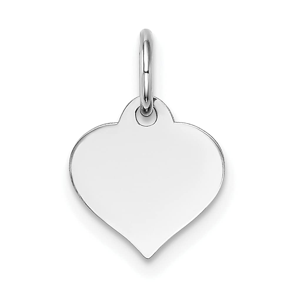 14K White Gold Heart Disc Charm Necklace - Engravable Curved Pendant for Women | Romantic Gift for Her | Perfect for Anniversaries, Valentine's Day & Special Occasions