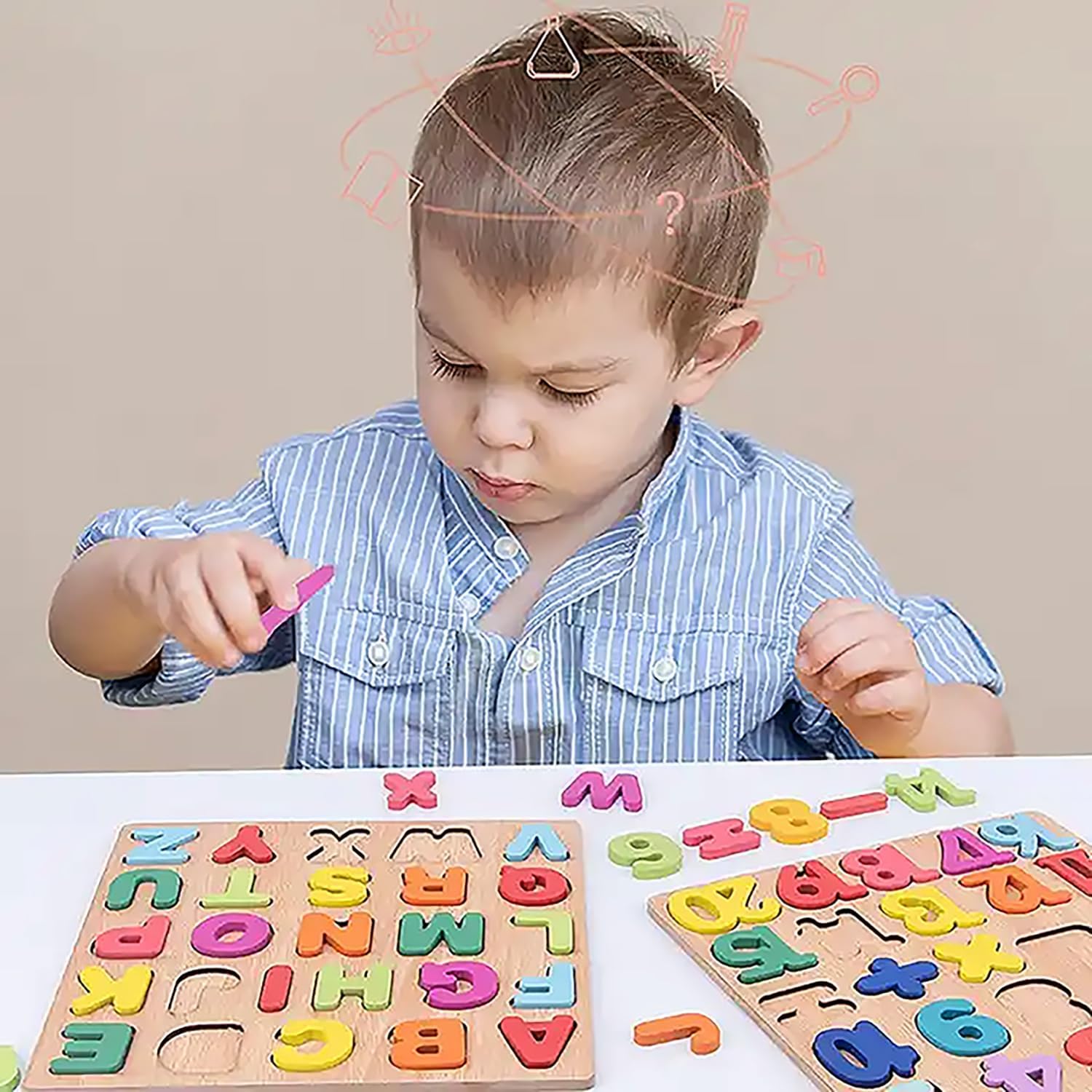 MATSON 3D Wooden Puzzles for Kids - Alphabet & Numbers Learning Toys, Preschool Educational Games for Toddlers Ages 3-5 - Perfect for Homeschooling, Classroom Activities & Early Childhood Development