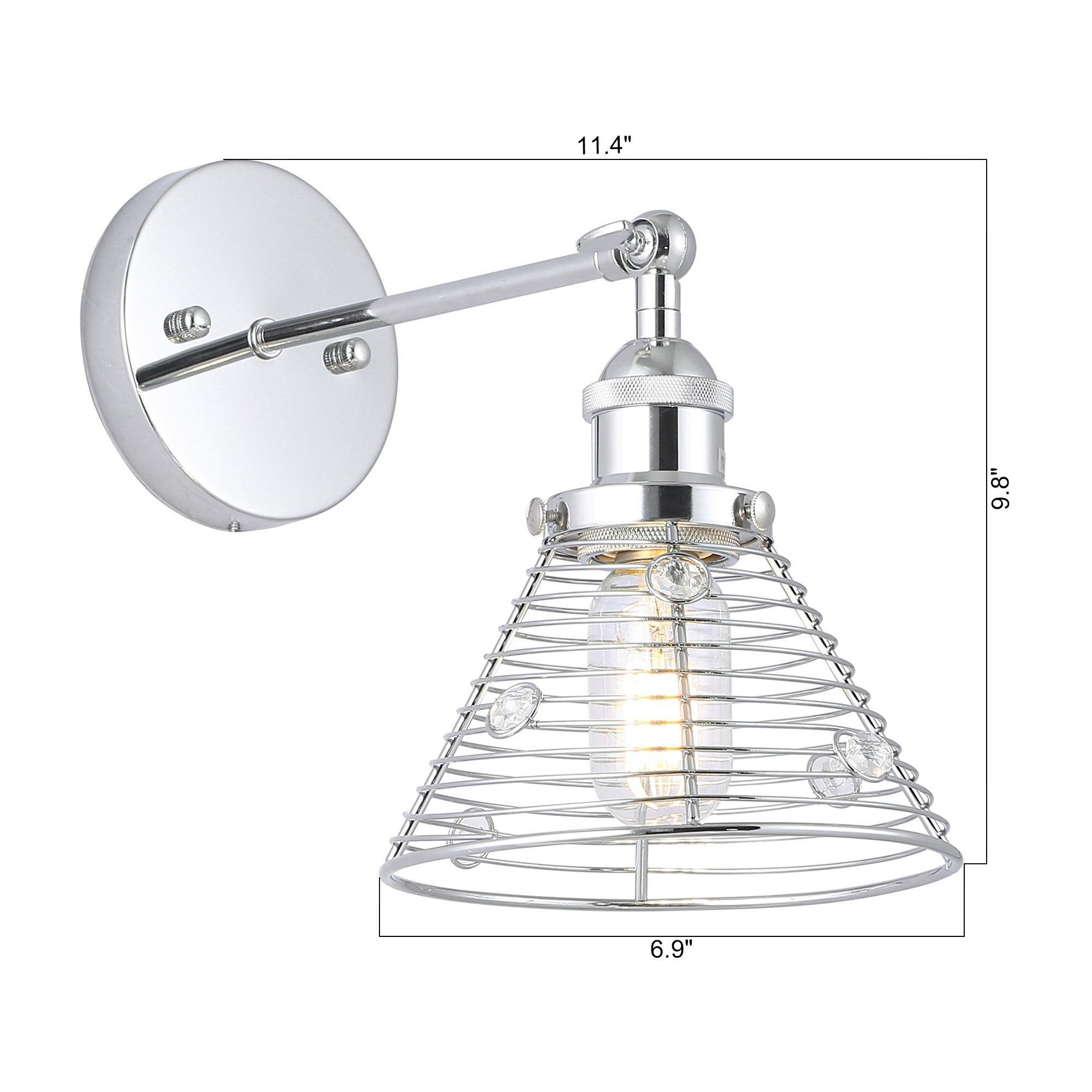 Modern Silver Wall Sconce Light - Single Bulb Fixture for Bedroom, Living Room, or Hallway Lighting