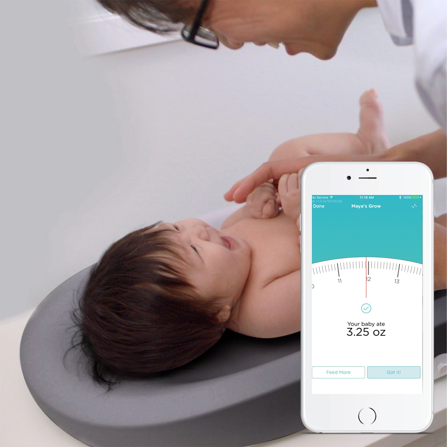 Hatch Grow Smart Baby Changing Pad with Built-in Digital Scale - Grey | Accurate Weight Tracking for Newborns & Infants | Nursery Essentials for Diaper Changes & Health Monitoring