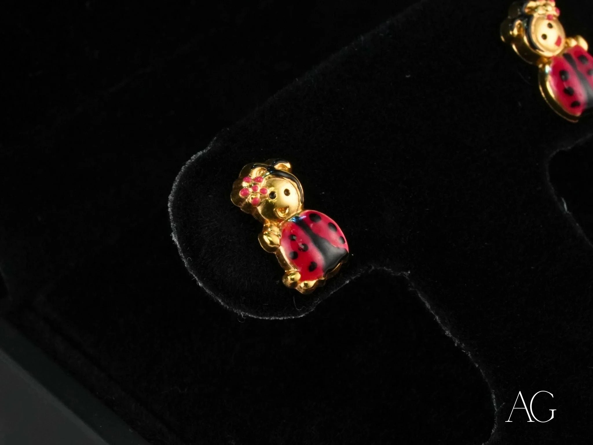 18k Gold Ladybug Stud Earrings for Kids - Lucky Charm Jewelry for Girls | Birthday Gifts, First Communion, Special Occasion Accessories
