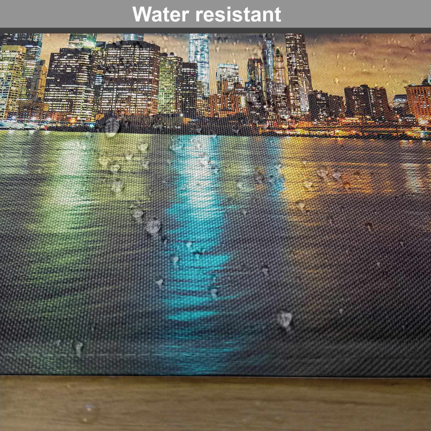 Lunarable NYC Place Mats Set of 4 - Manhattan Sunset Skyline with Dramatic Clouds & Dark Architecture - Washable Fabric Placemats for Dining Room & Kitchen Table Decor in Seal Brown Amber - Perfect for Dinner Parties & Home Decor