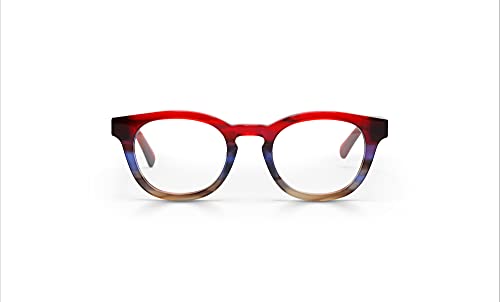Red Demi to Blue Fade Front With Red Demi Temples