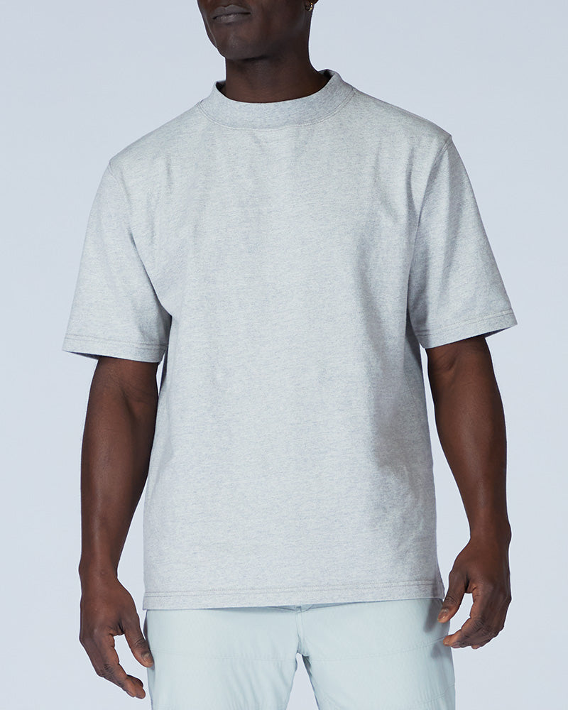Eco-Friendly Recycled Cotton Heavy Mockneck T-Shirt for Men & Women - Sustainable Fashion for Casual Wear & Outdoor Activities