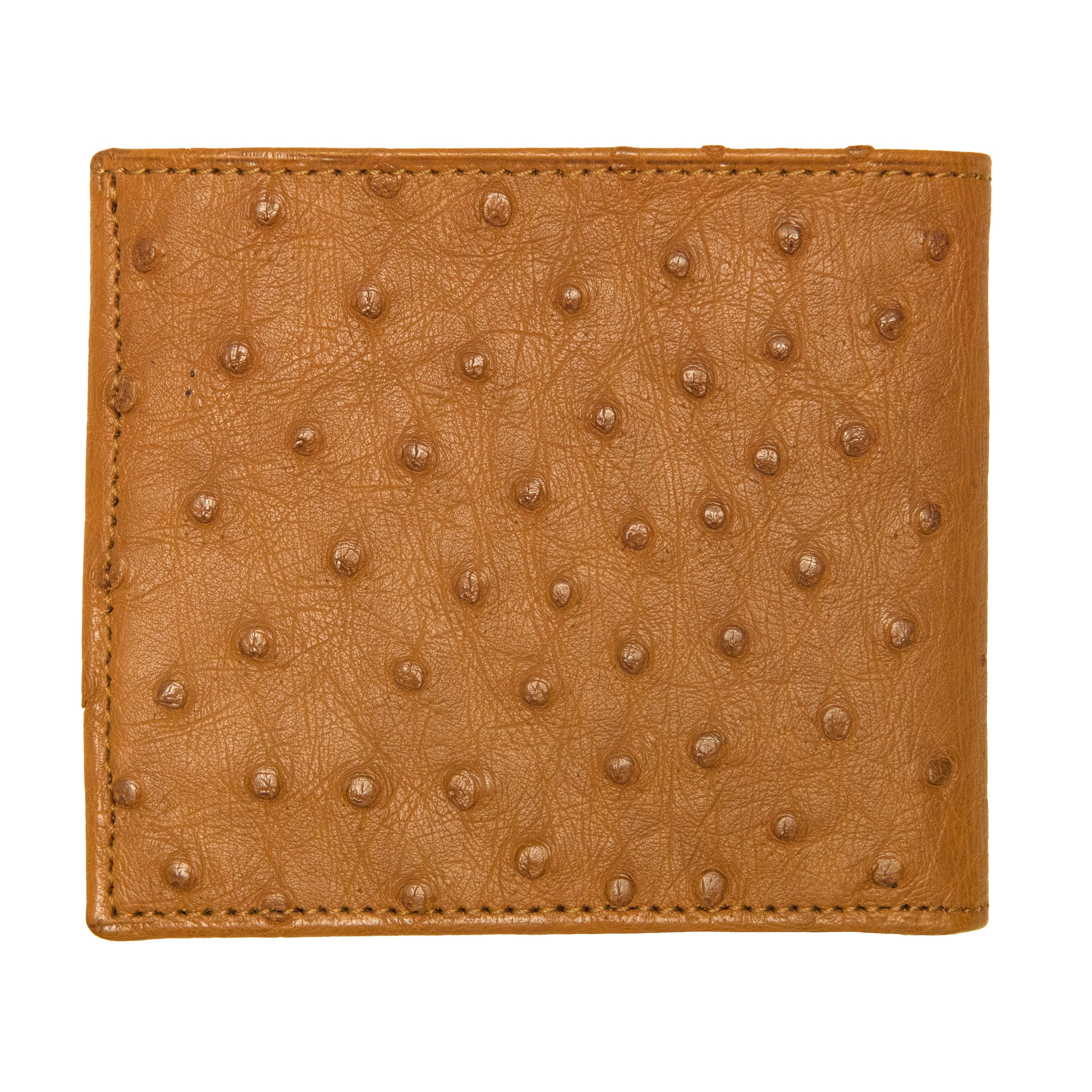 Premium Genuine Ostrich Leather Hipster Wallet in Cognac Brown – Slim RFID Blocking Bifold Wallet for Men, Perfect for Everyday Carry & Travel