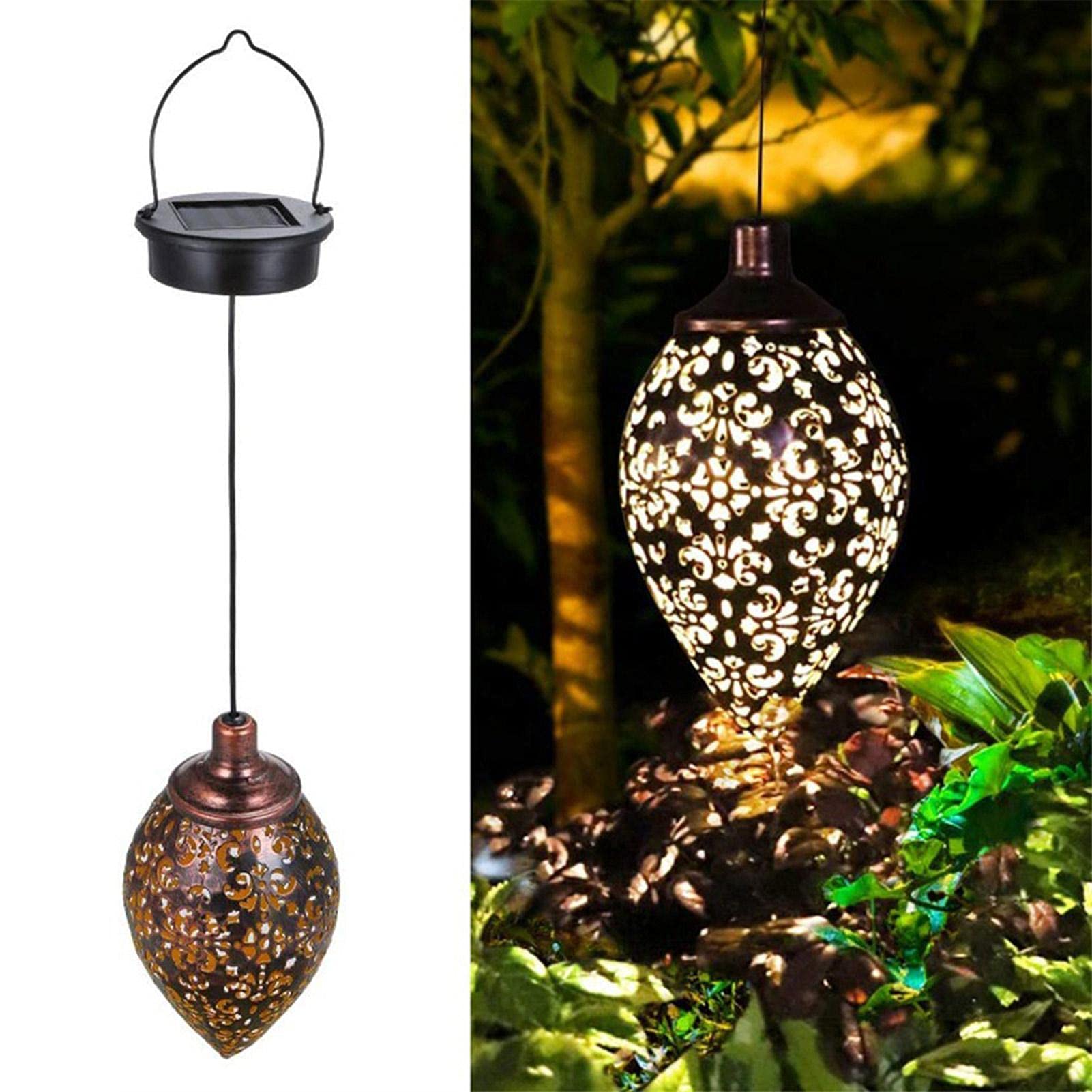 Solar Powered Outdoor Hanging Lantern - Waterproof Metal Garden Light for Patio, Yard, Lawn & Courtyard Decor | Perfect for Evening BBQs, Romantic Dinners & Pathway Lighting