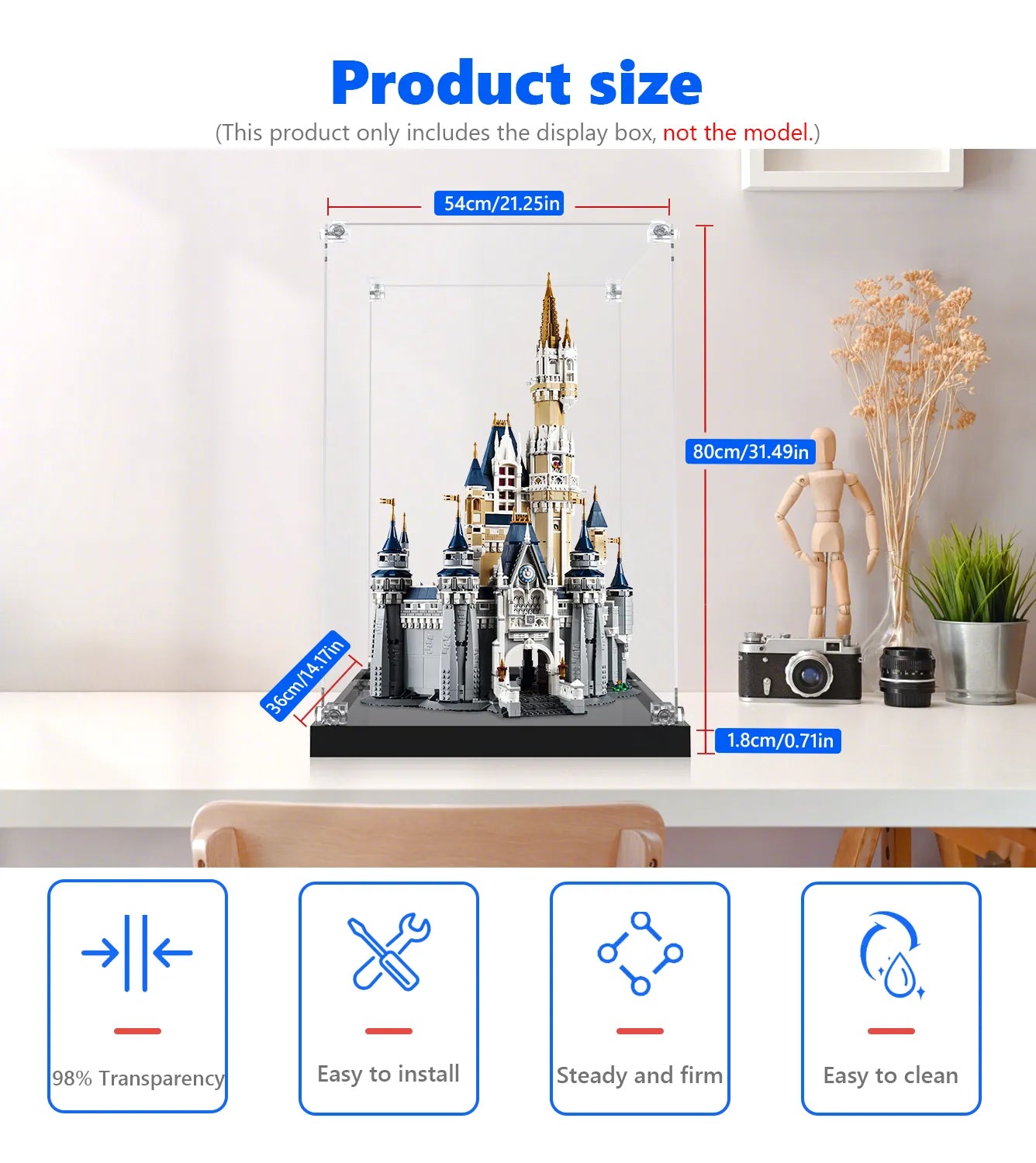 LEGO® Disney The Disney Castle 71040 Display Case - Premium Acrylic Protector for Collectible Building Sets - Perfect for Showcasing & Protecting Your Disney LEGO® Collection at Home or Office