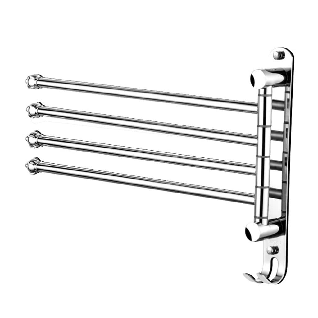Stainless Steel Rotatable 4-Arm Wall Mounted Towel Rack - 304 Stainless Steel Bathroom & Kitchen Towel Holder Bar with Shelf - Perfect for Bathroom Organization, Kitchen Towel Storage & Spa Decor
