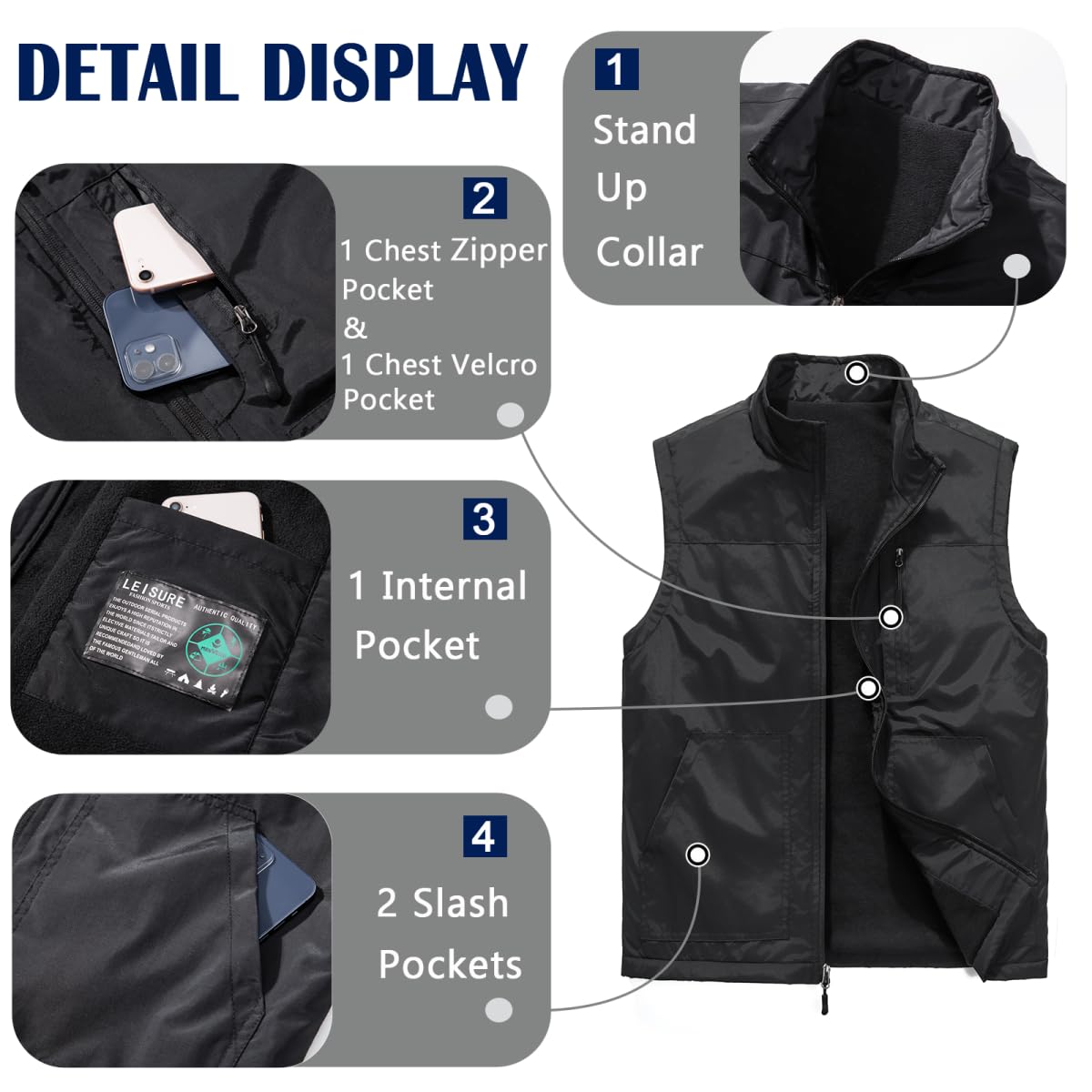 Men's Lightweight Softshell Vest - Windproof Sleeveless Jacket for Golf, Running & Hiking | Outdoor Sports & Casual Wear