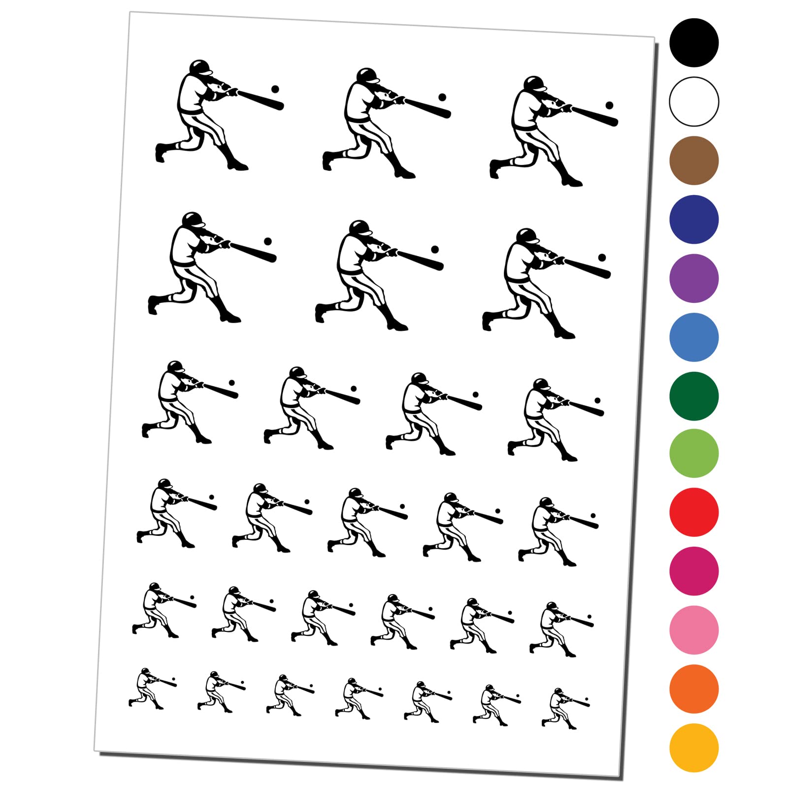 Baseball Player Batter Hitting Ball Temporary Tattoos - Waterproof Fake Body Art Stickers for Sports Fans (Black, 1 Sheet) - Perfect for Game Days, Costume Parties & Fan Events