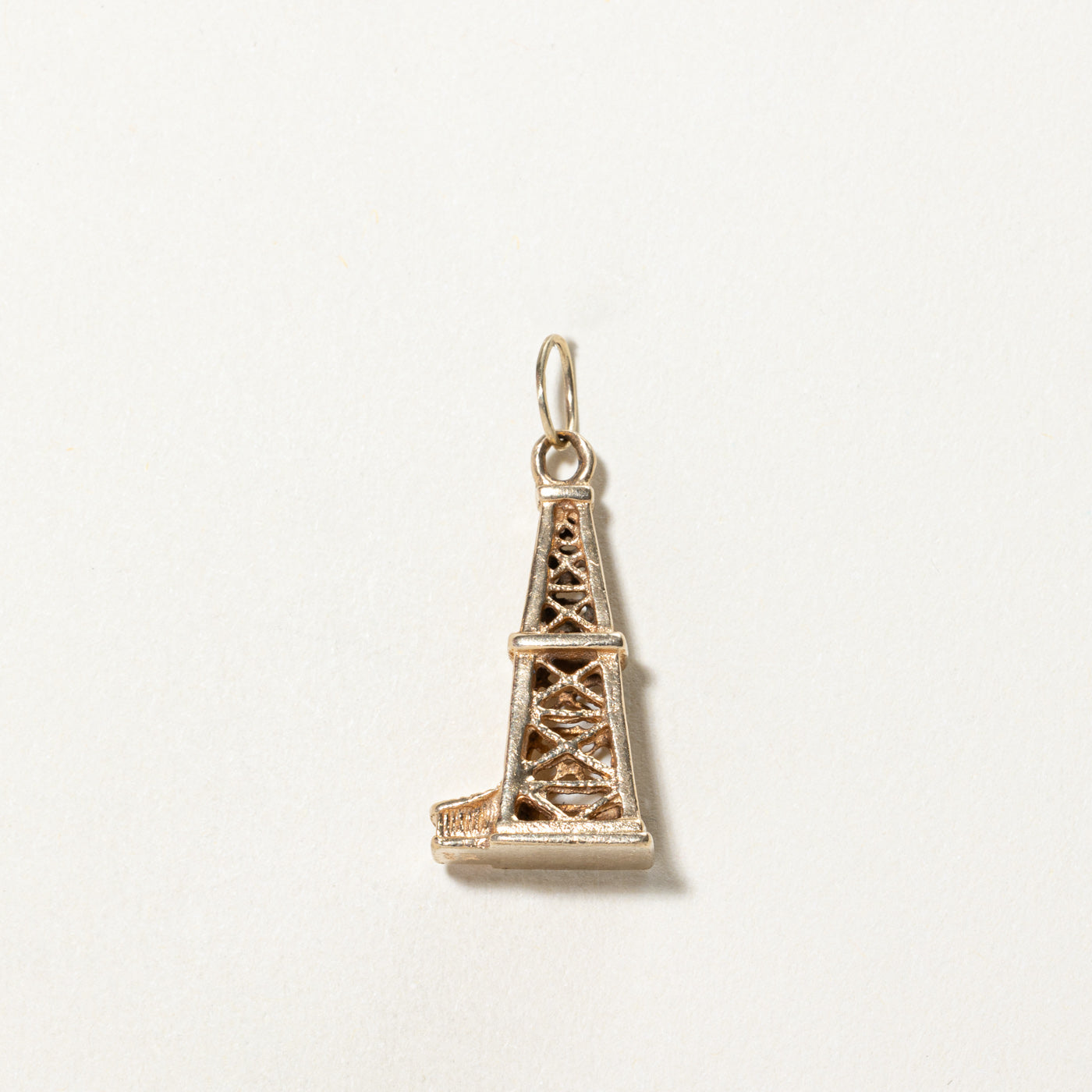 10K Yellow Gold Oil Rig Charm Pendant - Dainty & Elegant Jewelry for Necklace, Bracelet & Anklet - Perfect Gift for Oilfield Workers, Engineers & Loved Ones