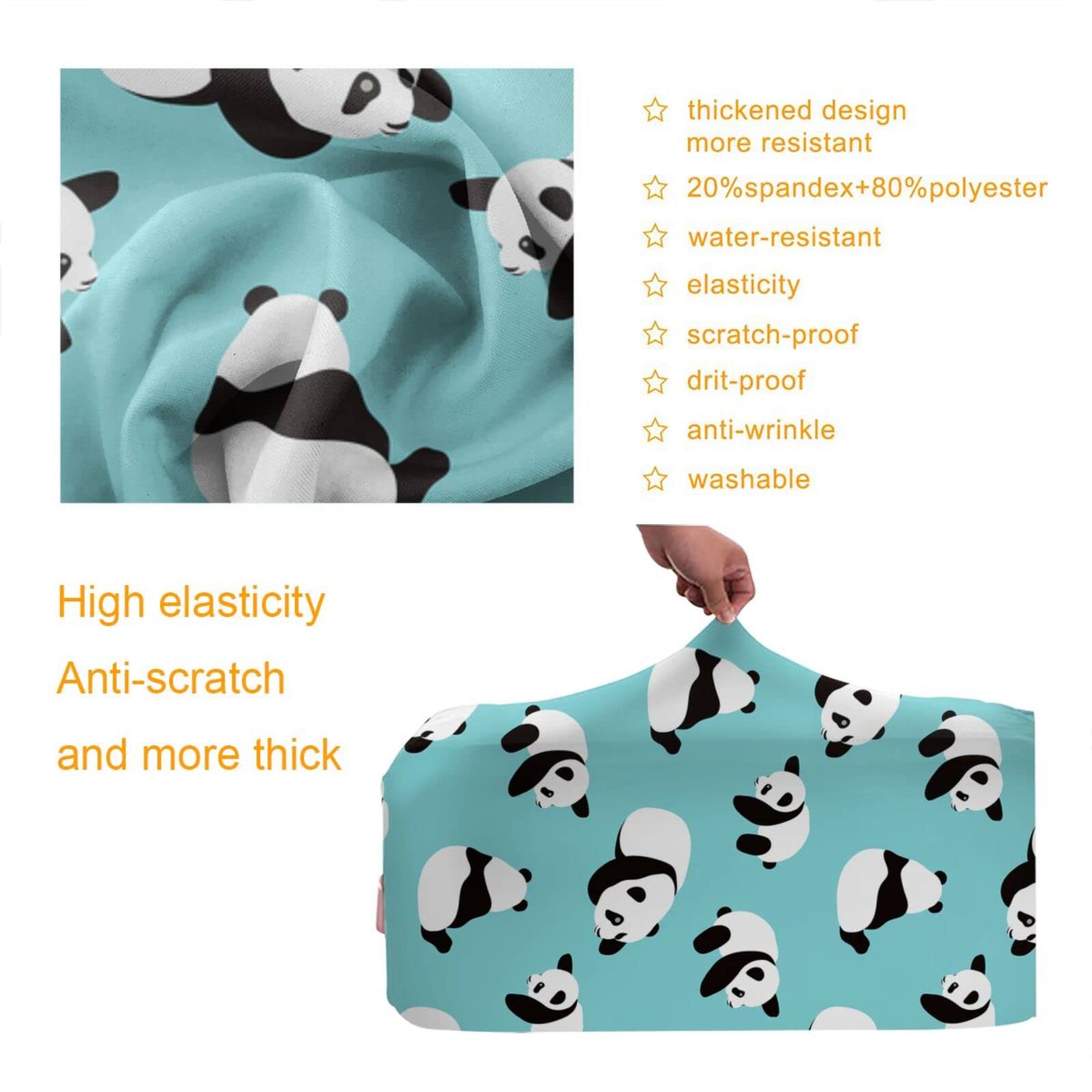 Washable Elastic Luggage Cover with Concealed Zipper - Panda Design Travel Suitcase Protector for Large Bags | Perfect for Airplane, Train & Vacation Travel Accessories