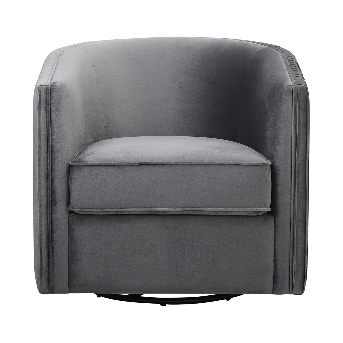 Gray Velvet Swivel Chair - 360° Rotating Accent Chair with Sturdy Metal Frame & 300lbs Weight Capacity, No Assembly Required - Perfect for Living Room, Bedroom or Office