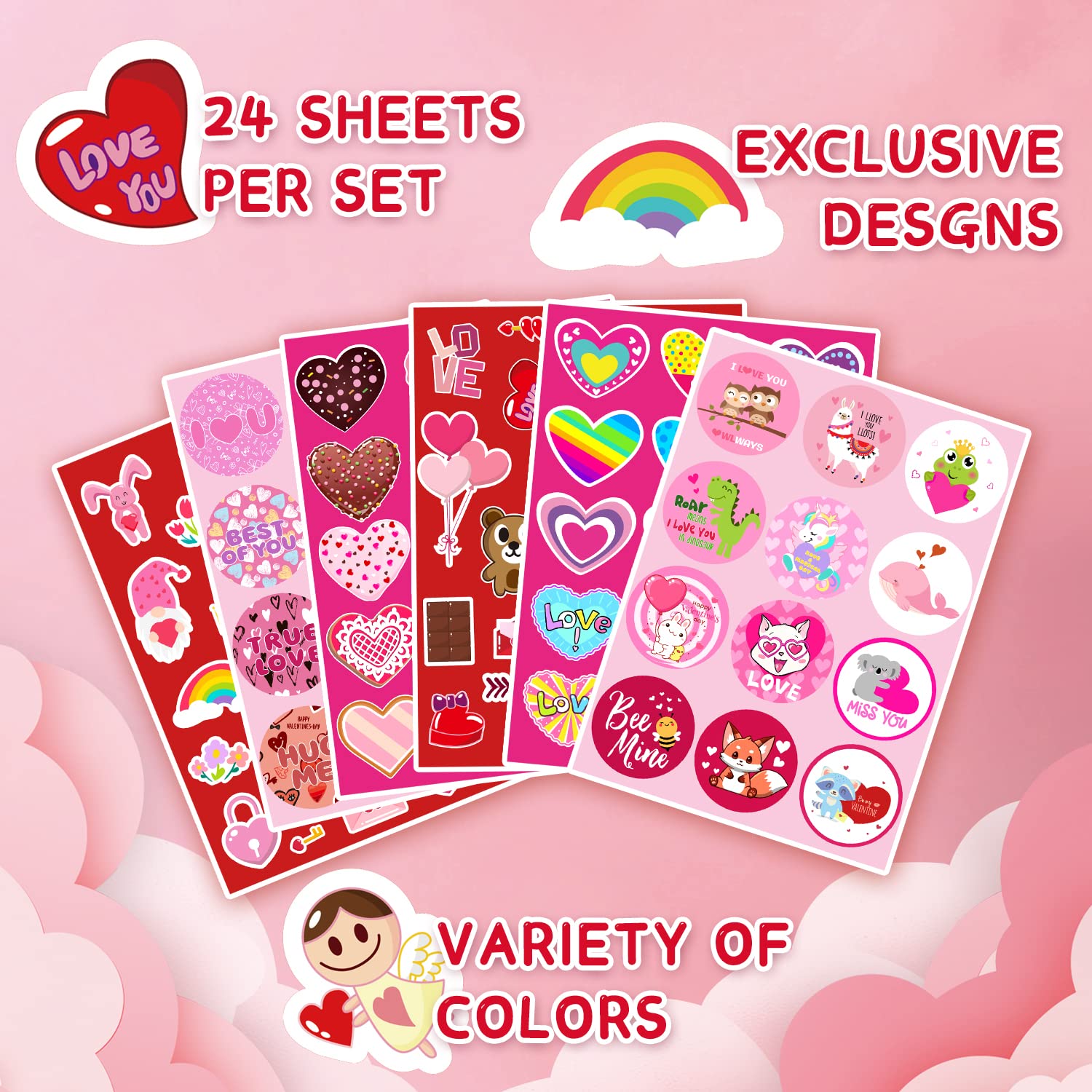 Valentine's Day Stickers for Kids - Heart-Shaped Love Stickers for Classroom, Envelopes, Luggage & Party Supplies | Fun DIY Valentine Crafts & School Activities