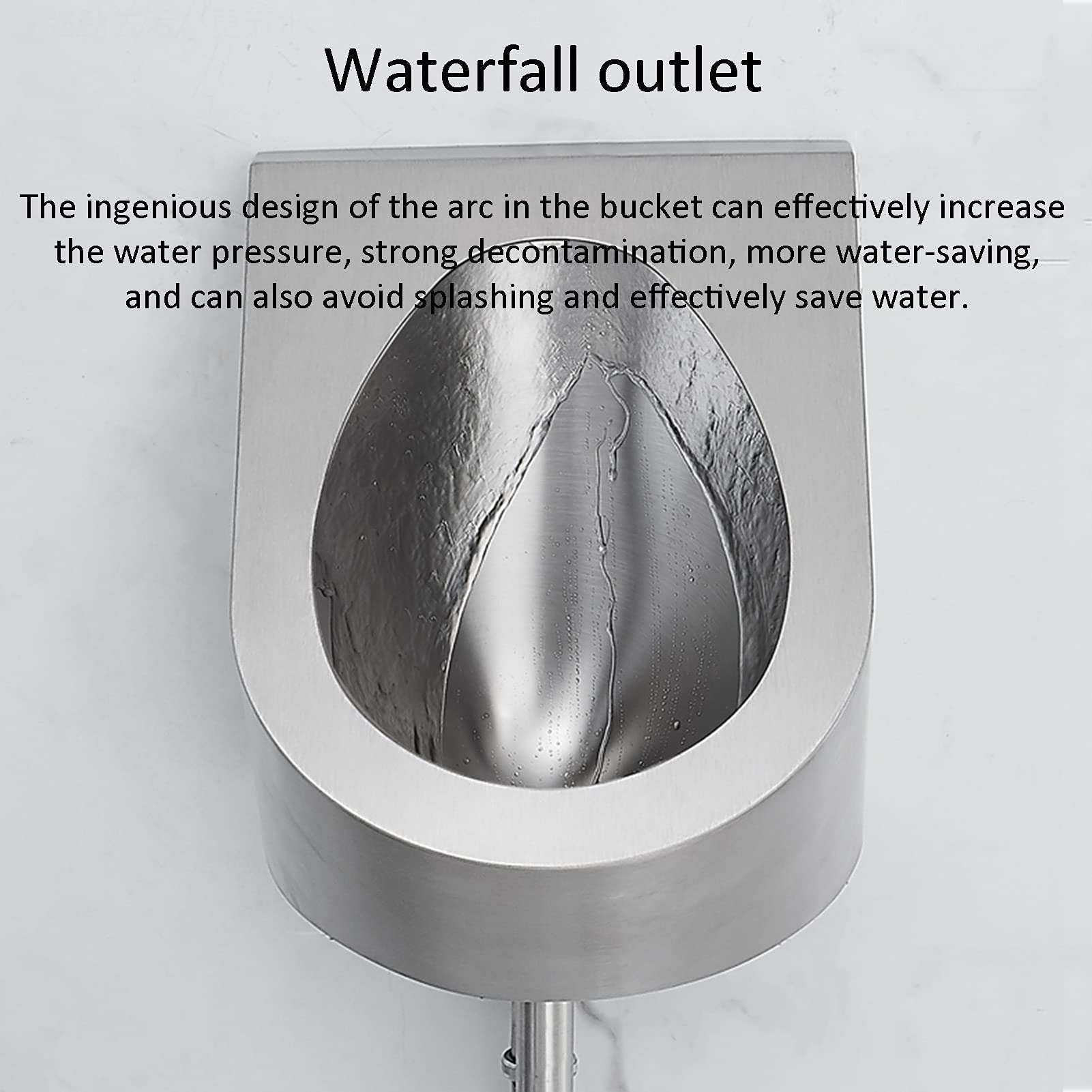 Wall Mounted 304 Stainless Steel Urinal with Induction Drainage - Commercial Washout Urinal for Public Toilets, Hotels & Homes - Durable Black Bathroom Accessory for High-Traffic Restrooms, Bars, and Office Buildings