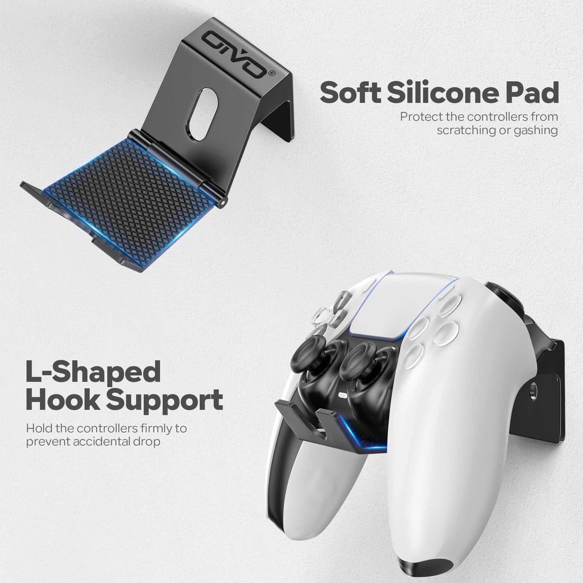 OIVO Foldable Wall Mount Holder Stand for Gaming Controllers & Headsets - Universal Storage Organizer for PS5, Xbox, Nintendo Switch Accessories (8-Pack) - Perfect for Gaming Setup & Headphone Organization