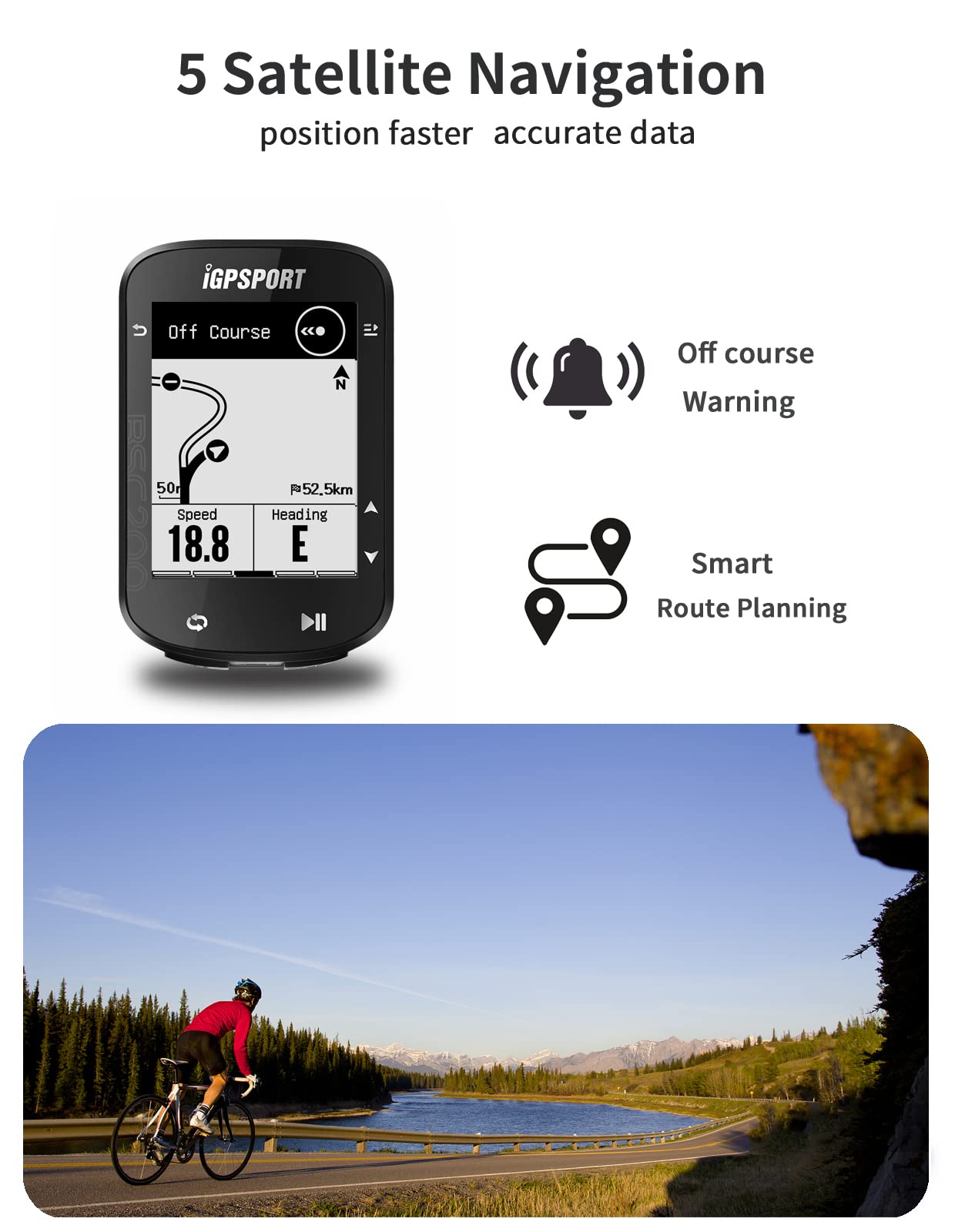 iGPSPORT BSC200 Slim Bike Computer with GPS Navigation - Wireless Cycling Speedometer, Odometer & Real-Time Route Tracking for Road & Mountain Bikes | Perfect for Commuting, Training & Outdoor Adventures