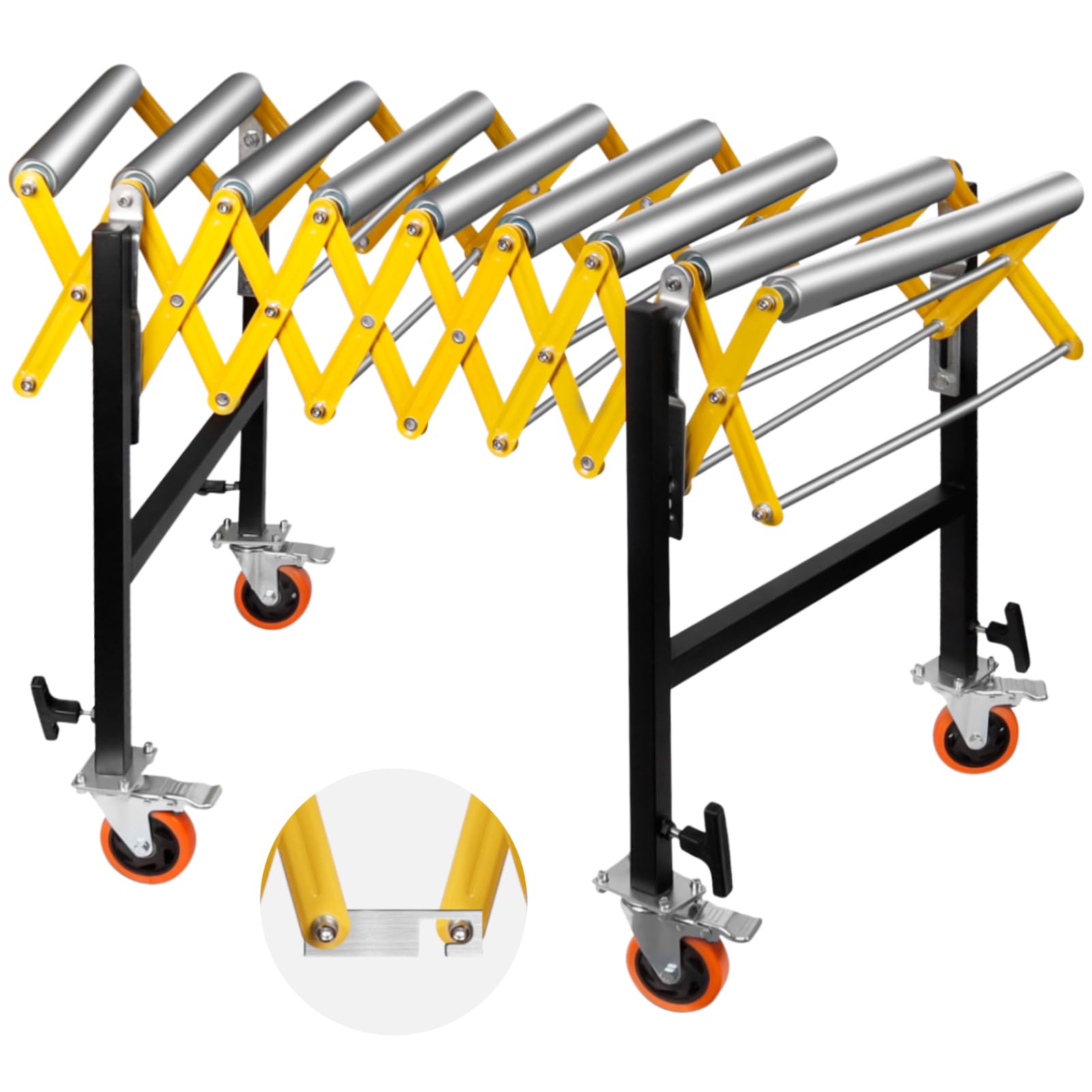 800 LBS Heavy Duty Adjustable Conveyor Roller Stand - 24'' to 52'' Length & 30'' to 50'' Height - 23'' Wide Stainless Steel Roller Belt System for Woodworking, Planer, Warehouse - Built-in Hooks for Easy Storage & Transport - Perfect for Loading/Unloading, Assembly Lines & Material Handling