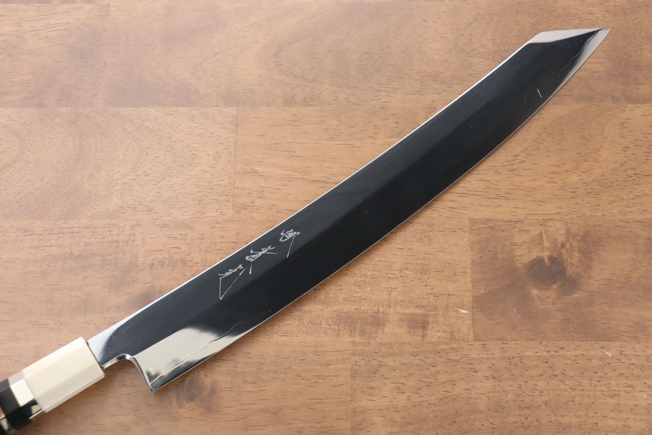Premium Jikko Silver Steel No.3 Kiritsuke Yanagiba Knife 330mm - Mirror Polished Blade with Ebony Wood & Ring Handle - Perfect for Sushi, Sashimi & Japanese Cuisine Preparation