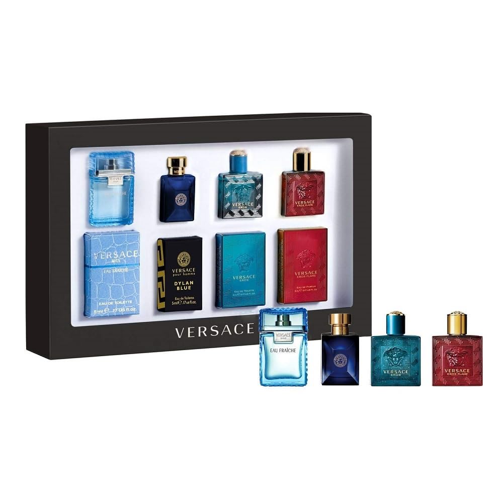 Versace Cologne Gift Set for Men - 4 Piece Mini Fragrance Collection | Perfect for Holidays, Birthdays & Special Occasions