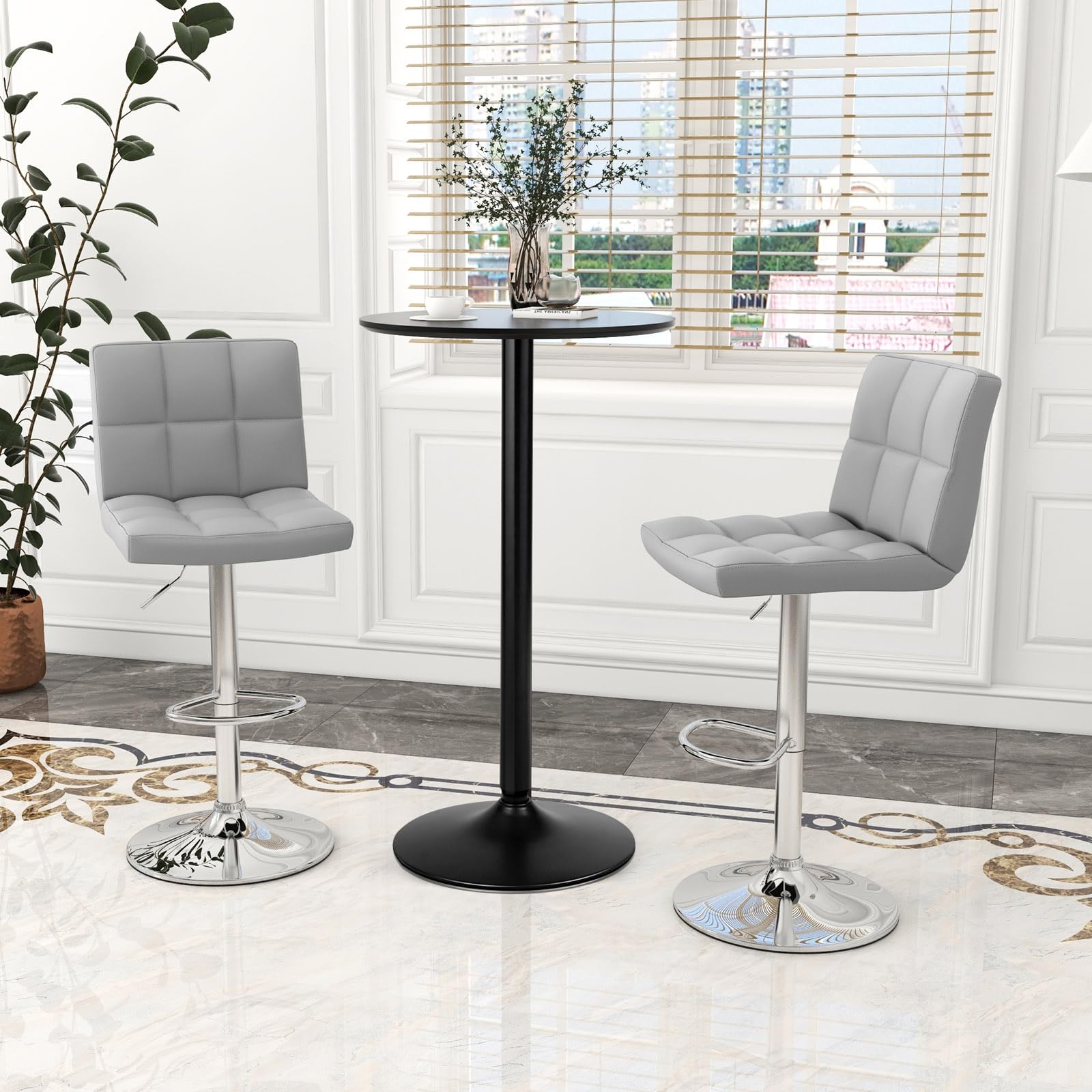 Modern 24-Inch Round Bar Table with Sturdy Metal Base - 40-Inch Tall Standing Cocktail Table for Bistro, Cafe, Kitchen & Dining Room - Perfect for Parties, Entertaining & Small Space Dining (Set of 2, Black) BC-0605-US