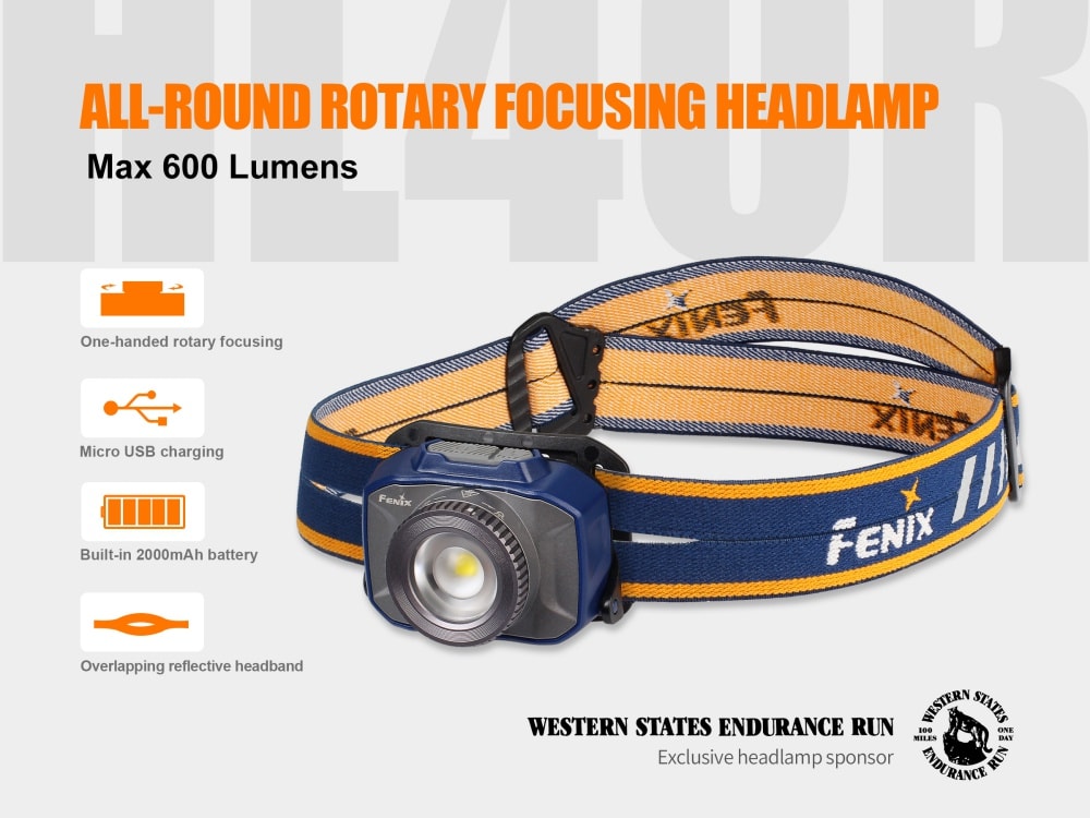 Fenix HL40R Focusable USB Rechargeable LED Headlamp - 400 Lumens Waterproof Headlight for Camping, Hiking, Running & Outdoor Adventures