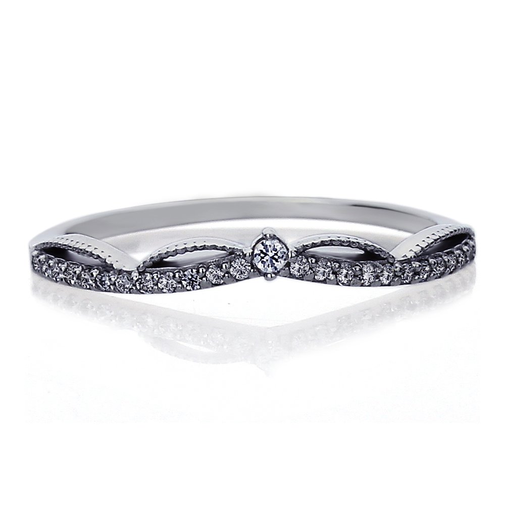 14K White Gold Cubic Zirconia Pave Crown Wedding Engagement Ring for Women - Anniversary Gift for Her - Size 5 to 9 - Perfect for Proposals, Bridal Jewelry & Special Occasions