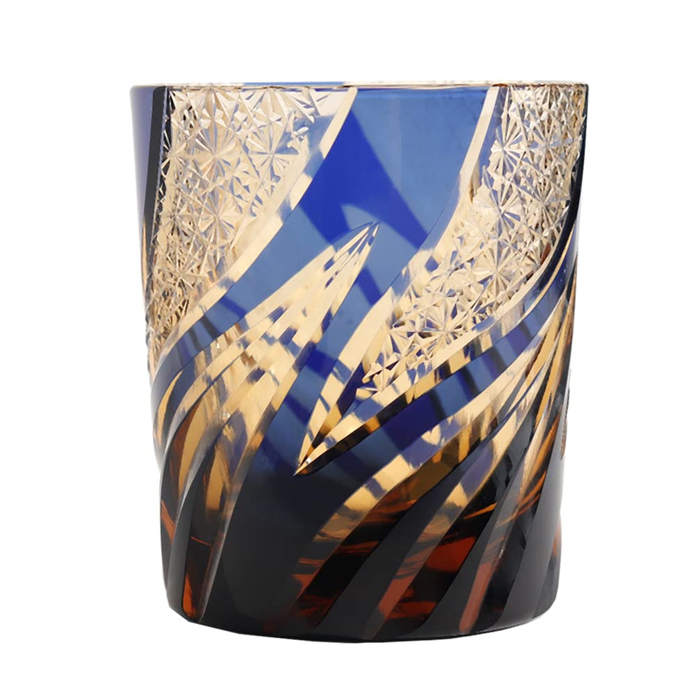 Premium Japanese Style Hand-Cut Crystal Glass Tumbler - Old Fashioned Whiskey Glass for Cold Drinks, Cocktails & Barware - Perfect for Home Bars, Gifts & Entertaining