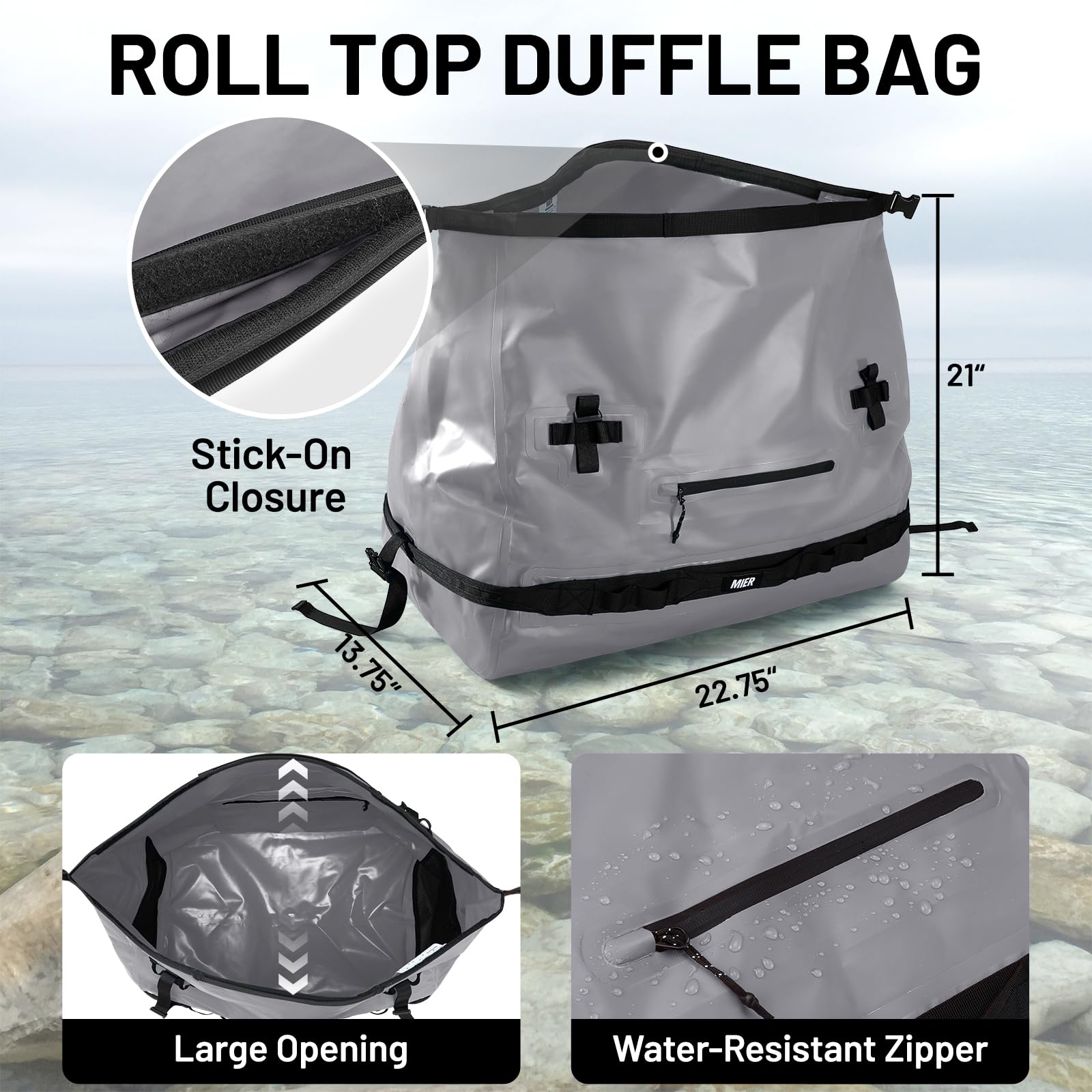 MIER Large Waterproof Duffel Bag Rolltop Dry Backpack - 60L/80L Durable Travel Duffle for Kayaking, Rafting, Boating, Swimming, Camping, Gym & Beach - Perfect for Outdoor Adventures & Water Sports