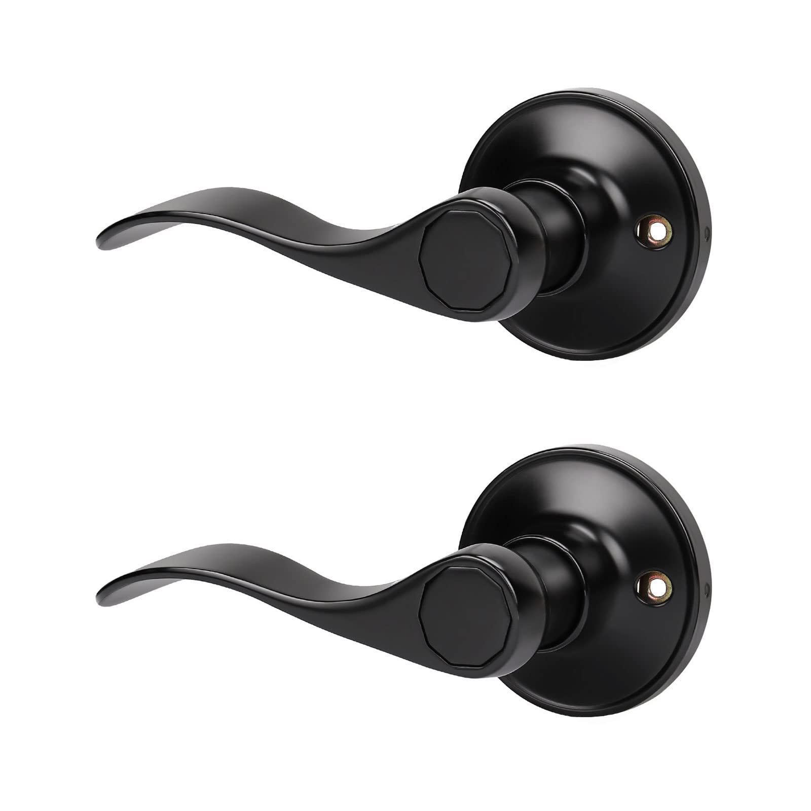 KNOBWELL 2 Pack Matte Black Single Sided Dummy Door Handles - Left Handed Closet Door Levers for Bedrooms, Bathrooms & Cabinets - Easy Installation & Modern Design